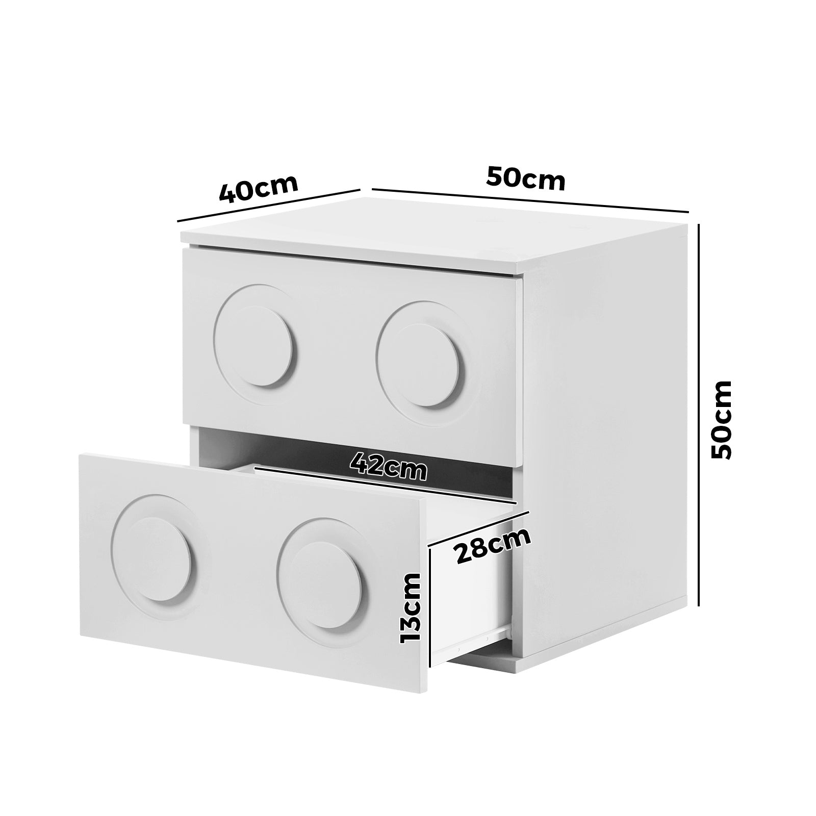 Oikiture Bedside Table 2 Drawers Nightstand Side Storage Cabinet White - Sunyee