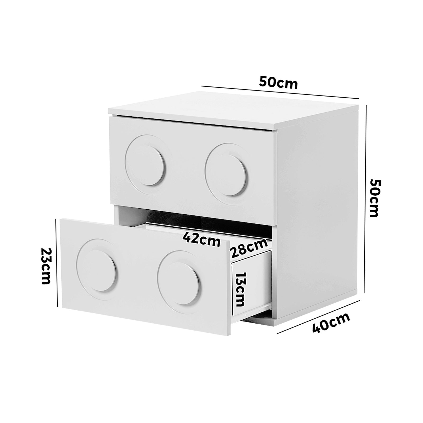 Oikiture 2x Bedside Table 2 Drawers Nightstand Side Storage Cabinet White - Sunyee