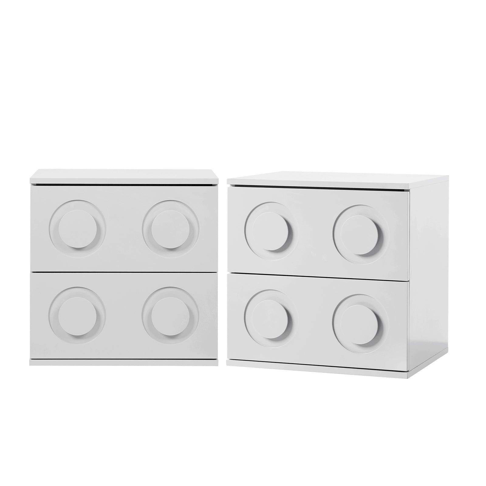 Oikiture 2x Bedside Table 2 Drawers Nightstand Side Storage Cabinet White - Sunyee