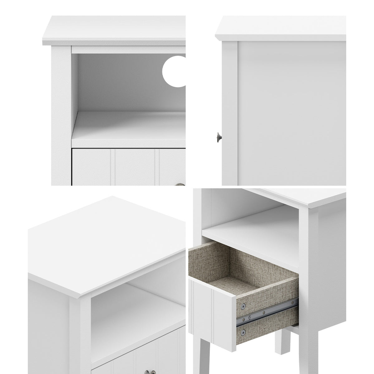 Oikiture Bedside Table 1 Drawer and Shelf White Farmhouse Nightstand Cabinet