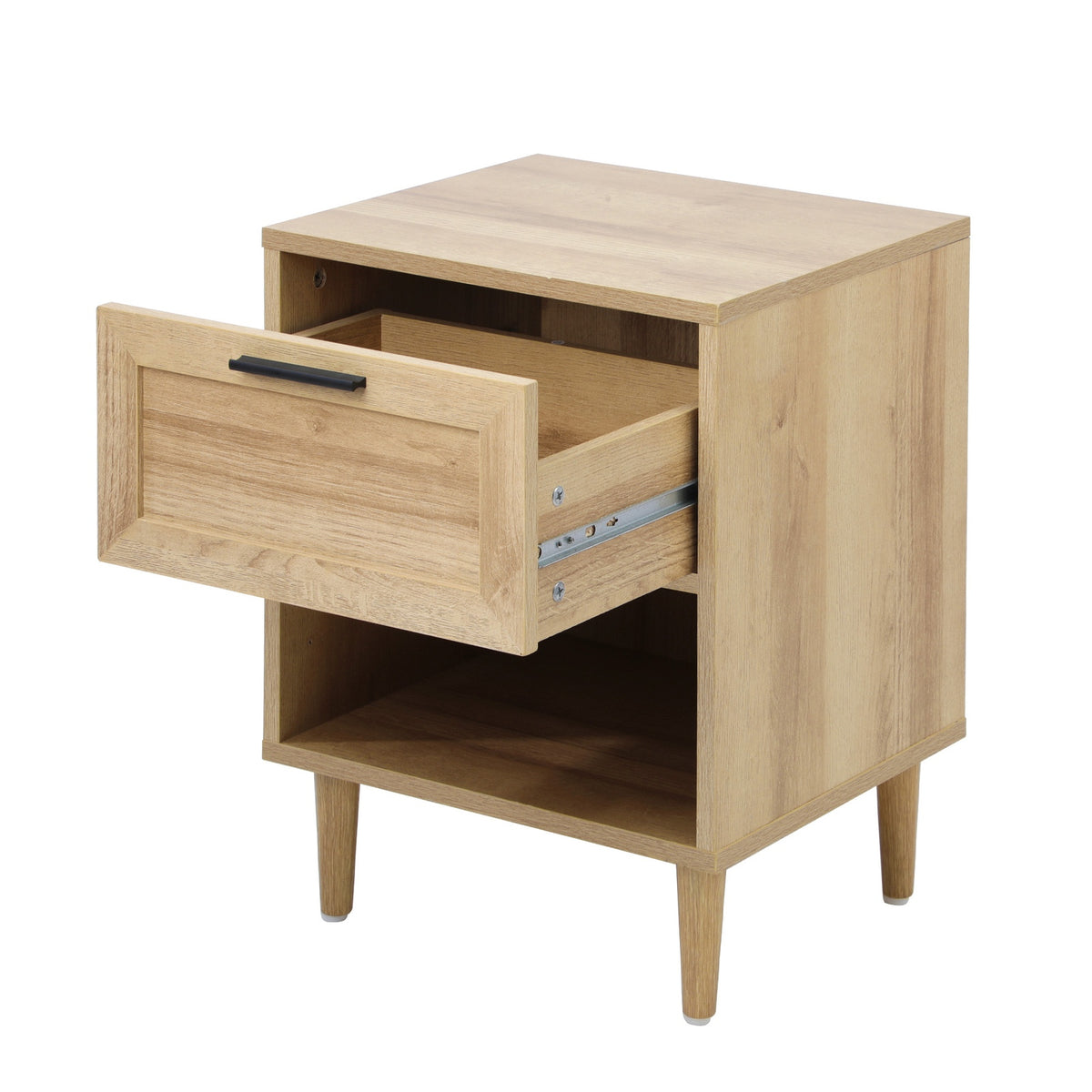 Oikiture Bedside Table Nightstand Side End Table Bedroom Storage Cabinet Natural - Sunyee