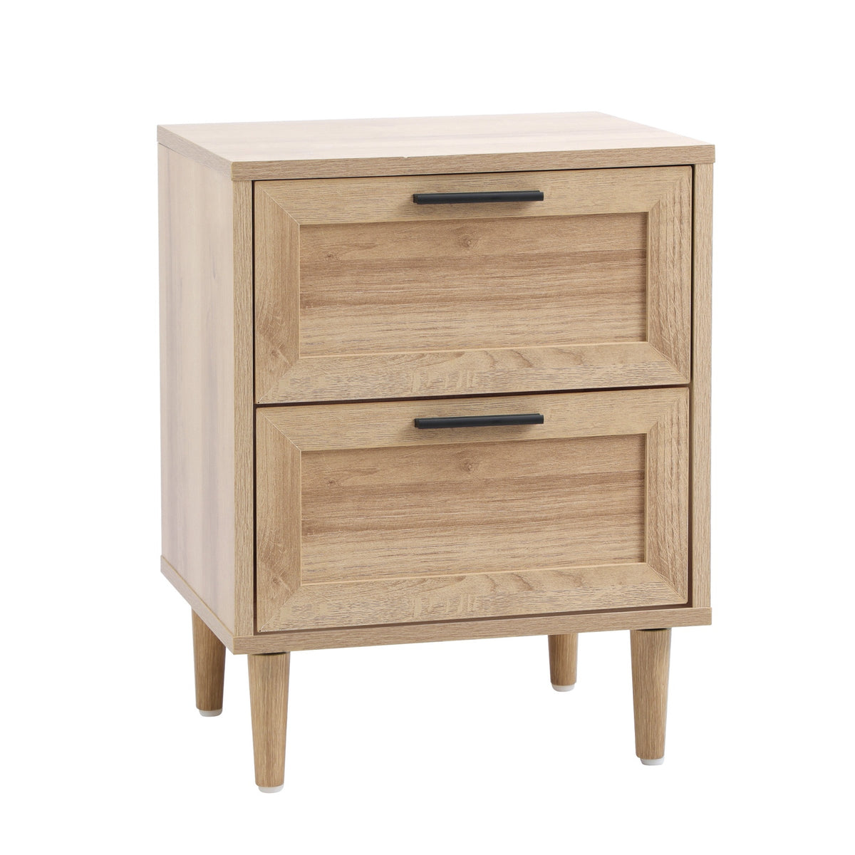 Oikiture Bedside Table Nightstand 2 Drwers Side End Table Storage Natural - Sunyee