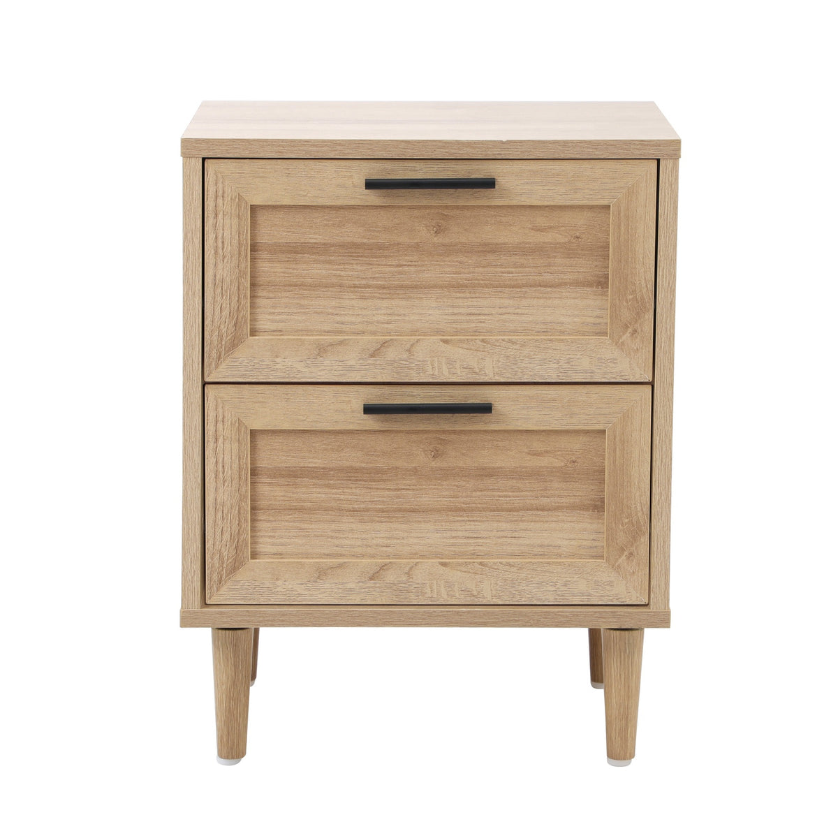 Oikiture Bedside Table Nightstand 2 Drwers Side End Table Storage Natural - Sunyee