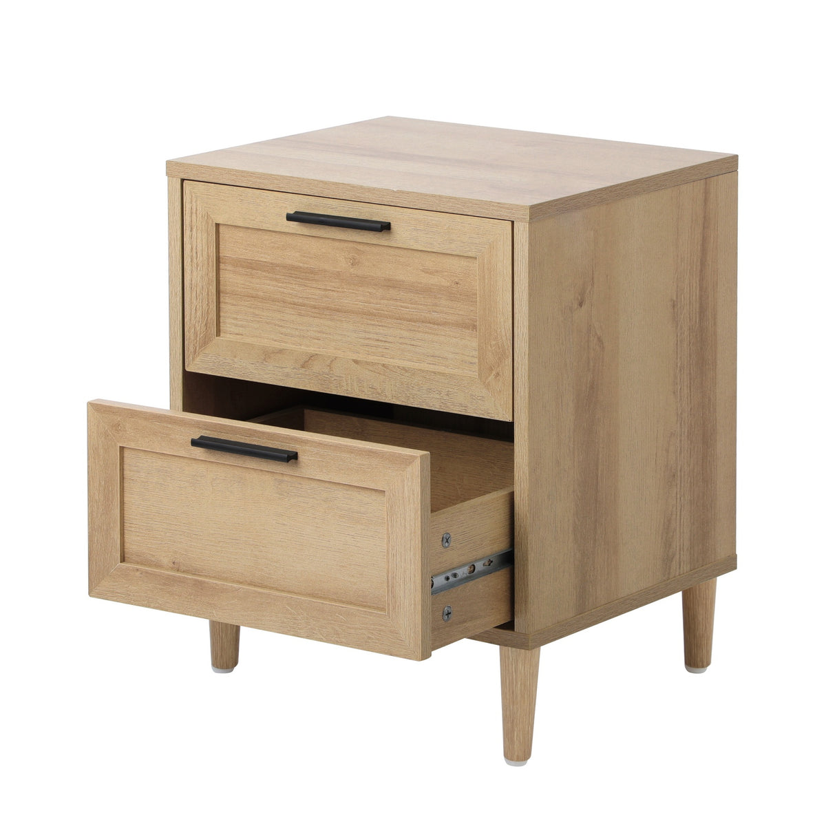 Oikiture Bedside Table Nightstand 2 Drwers Side End Table Storage Natural - Sunyee