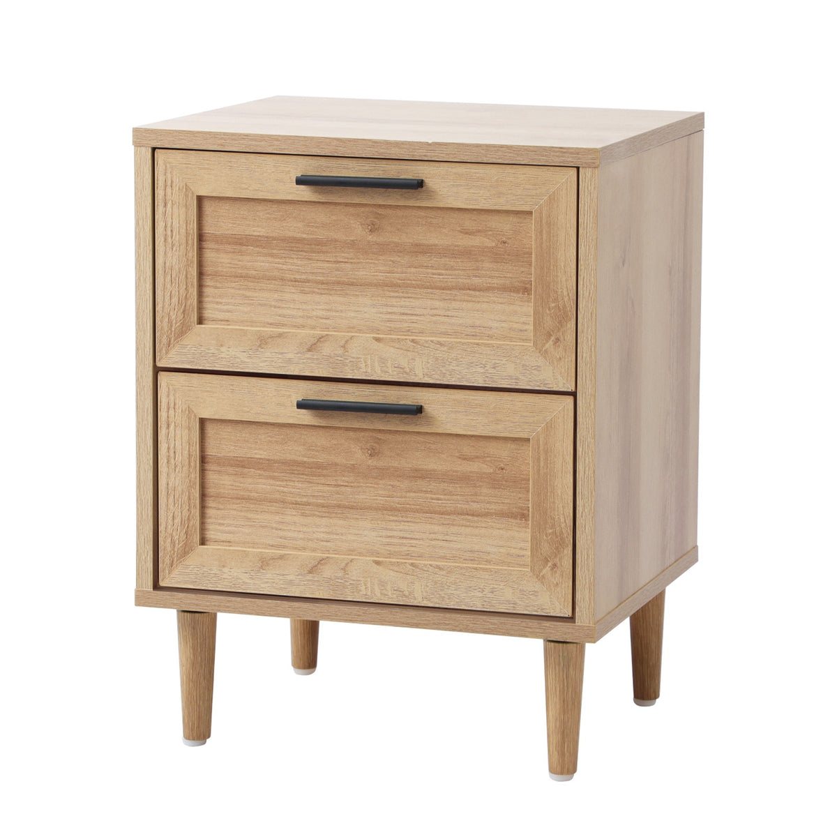 Oikiture Bedside Table Nightstand 2 Drwers Side End Table Storage Natural - Sunyee