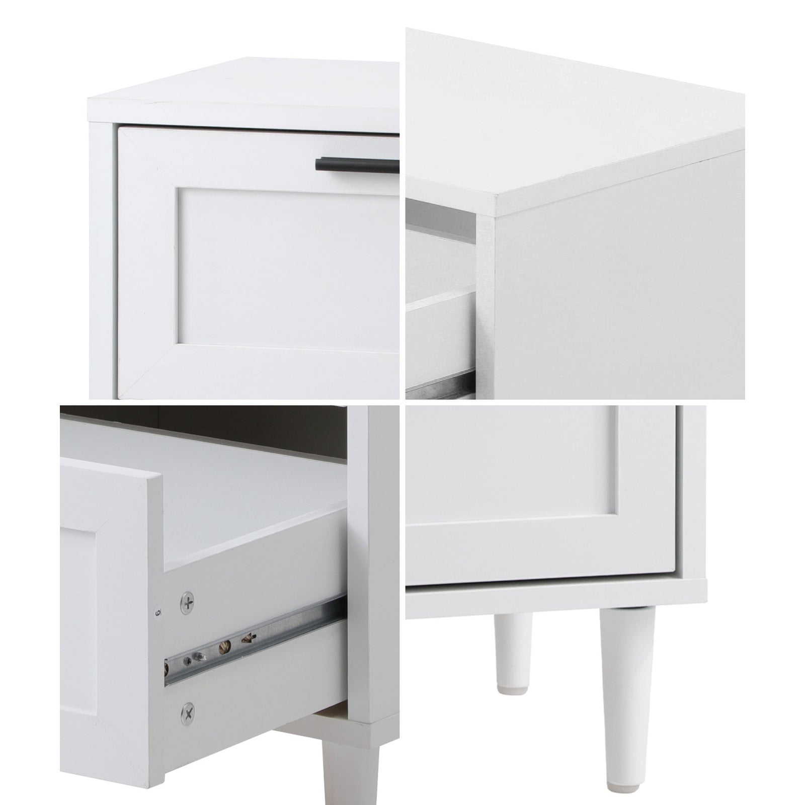 Oikiture Bedside Tables Set of 2 Nightstand Side End Table Bedroom Storage White - Sunyee