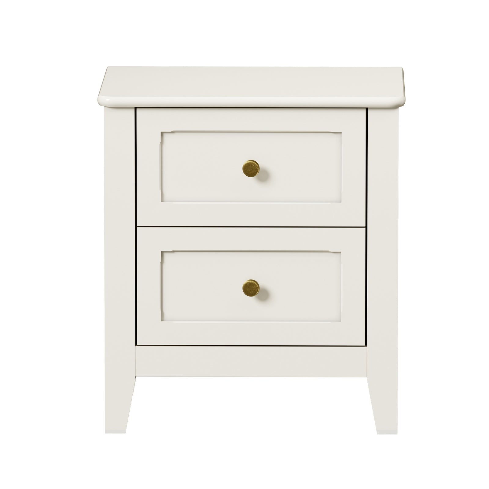 Oikiture 2pc Bedside Table 2 Drawers Metal Handle Bedroom Storage White