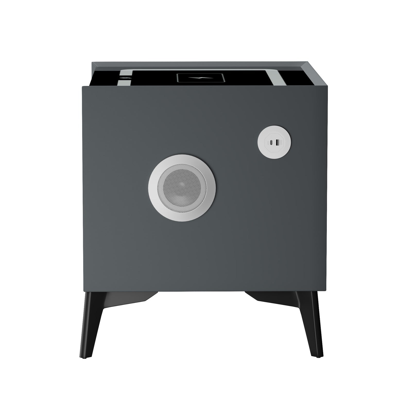 Oikiture Set of 2 Smart Bedside Tables Wireless Charging LED Nightstand Grey - Sunyee