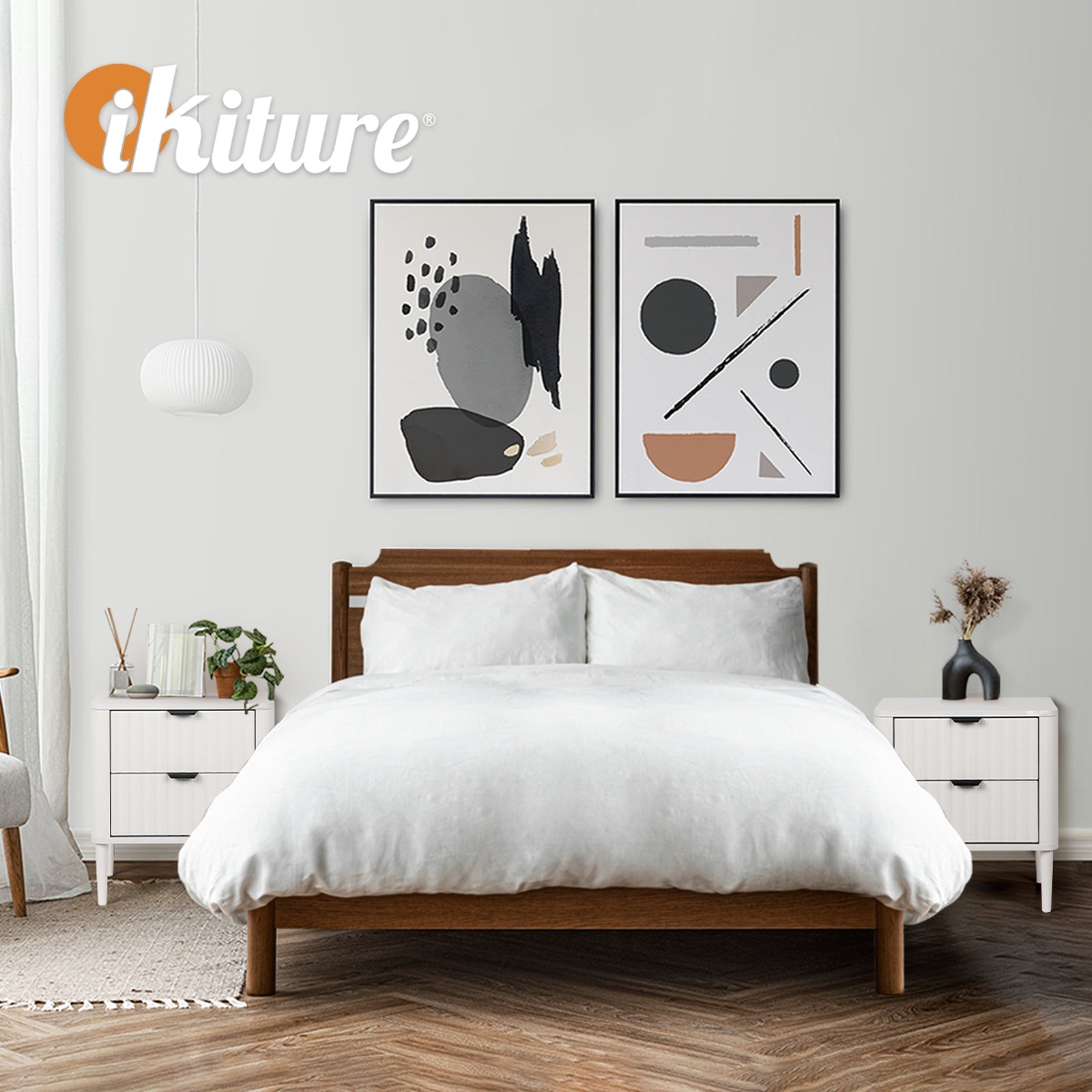 Oikiture 2x Bedside Table Nightstand Side Tables Storage 2 Drawers Cabinet White - Sunyee