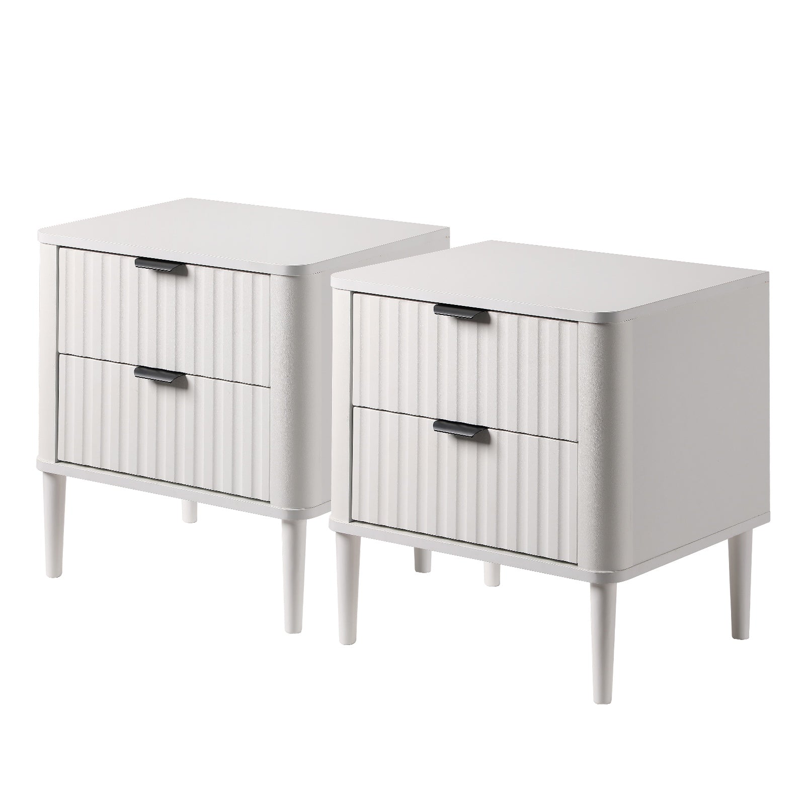 Oikiture 2x Bedside Table Nightstand Side Tables Storage 2 Drawers Cabinet White - Sunyee