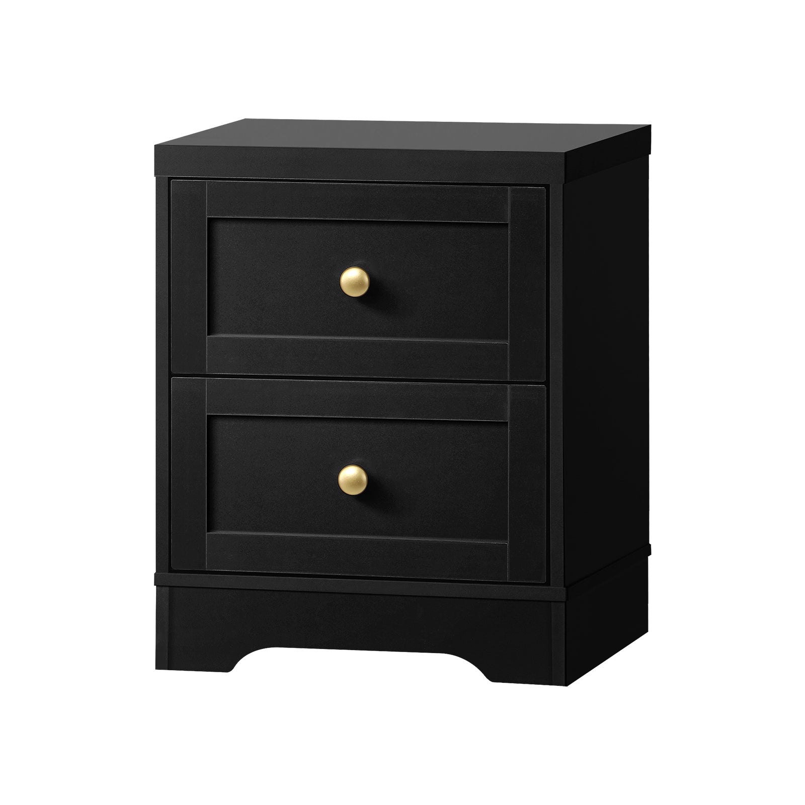 Oikiture Bedside Tables 2 Drawers Hamptons Furniture Storage Cabinet Black - Sunyee
