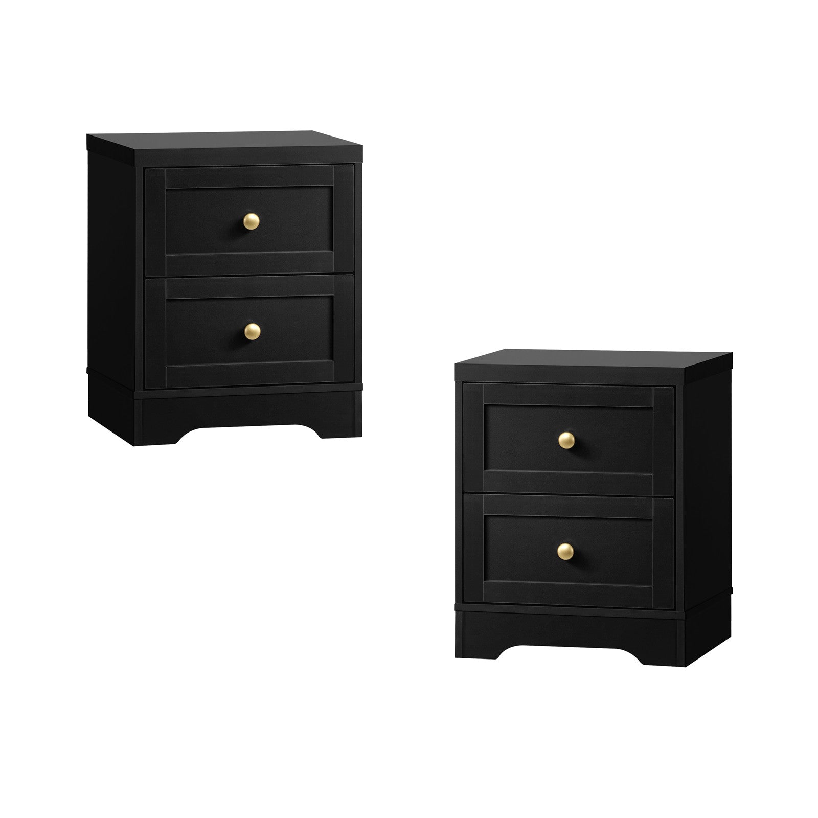 Oikiture 2 X Bedside Tables Hamptons Furniture Storage Cabinet Black - Sunyee
