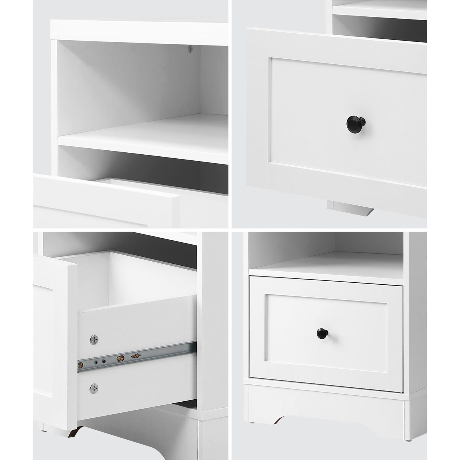 Oikiture Bedside Tables Drawers Bedroom Hamptons Furniture Storage Cabinet - Sunyee