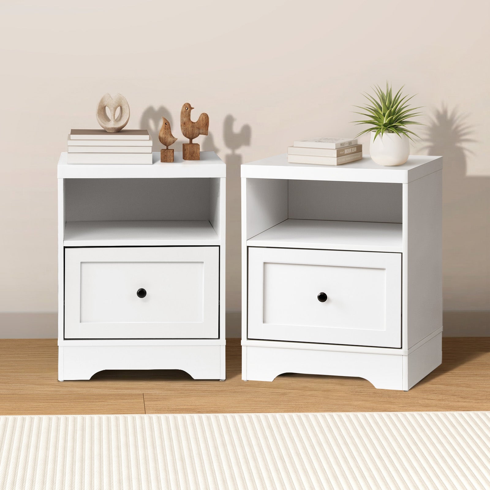 Oikiture 2PCS Bedside Tables Nightstand Hamptons Furniture - Sunyee