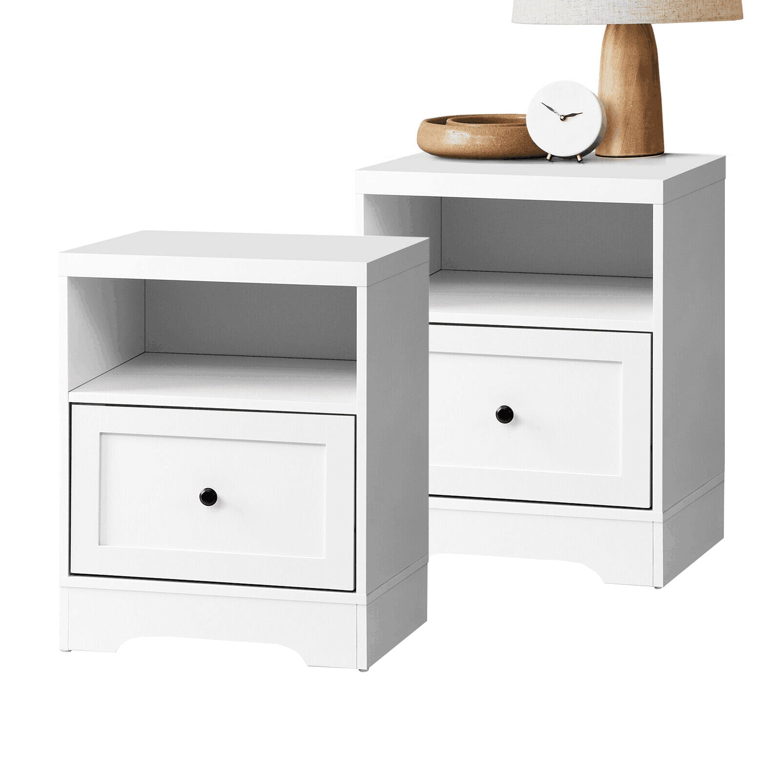Oikiture 2PCS Bedside Tables Nightstand Hamptons Furniture - Sunyee