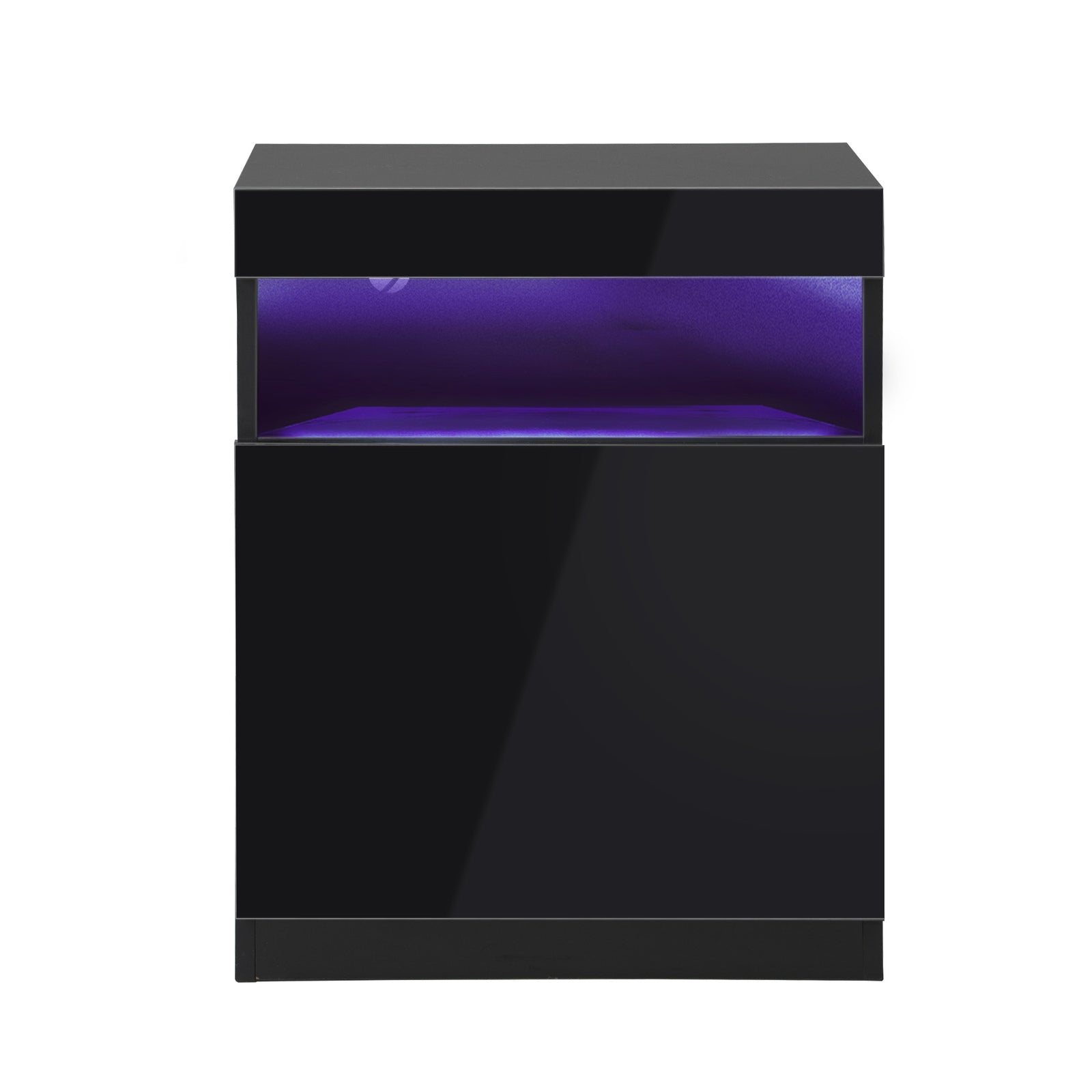 Oikiture Bedside Table LED Nightstand Shelf Side End Table Storage Cabinet Black - Sunyee