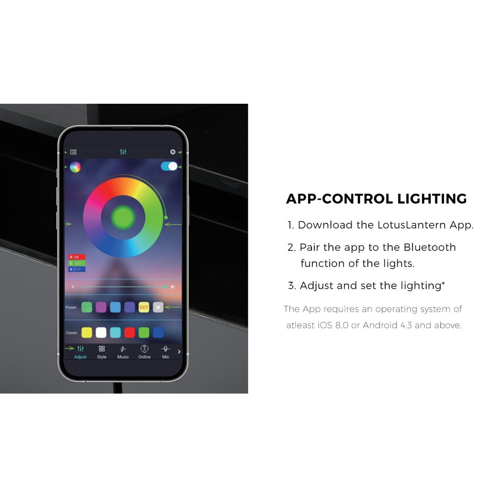 Oikiture Bedside Table LED Nightstand Shelf Side End Table Storage Cabinet