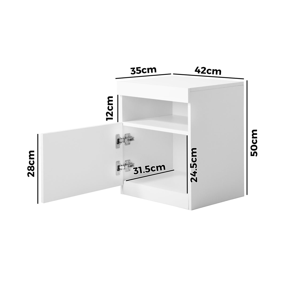 Oikiture Bedside Table LED Nightstand Shelf Side End Table Storage Cabinet White - Sunyee