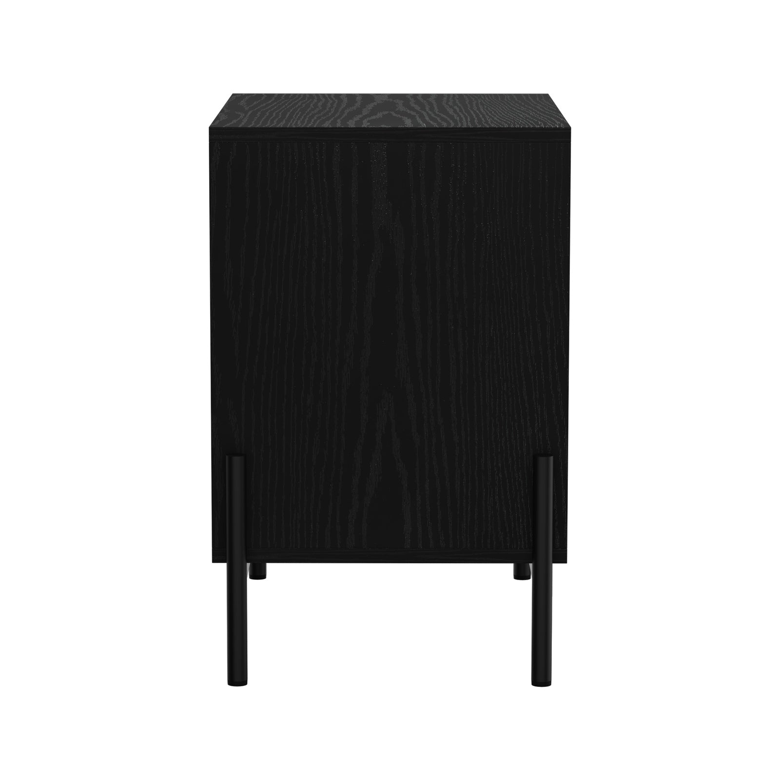 Oikiture Bedside Table Drawer Nightstand Storage Open Shelf Walnut and Black - Sunyee