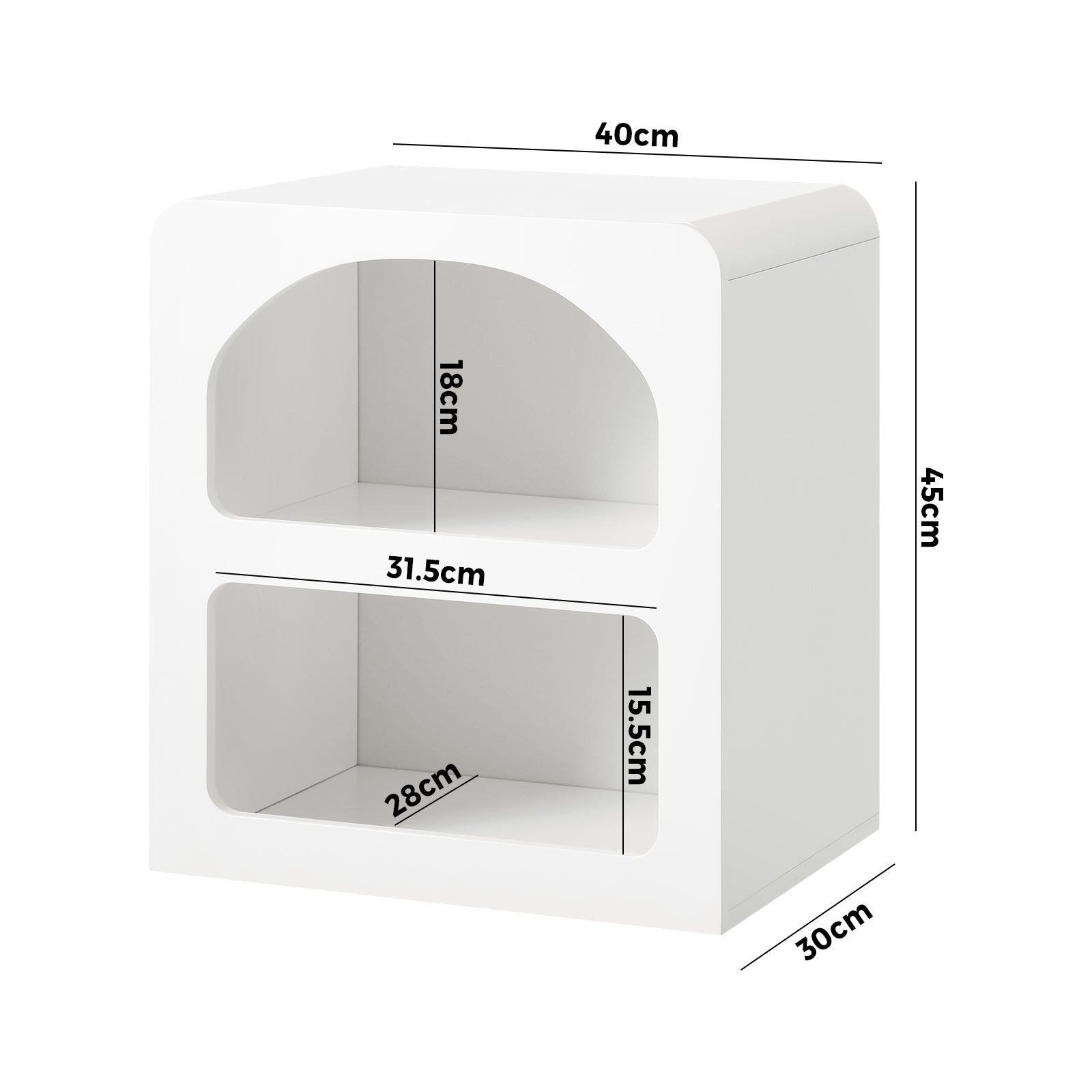 Oikiture Bedside Table Display Shelf Storage Cabinet Nightstand White - Sunyee
