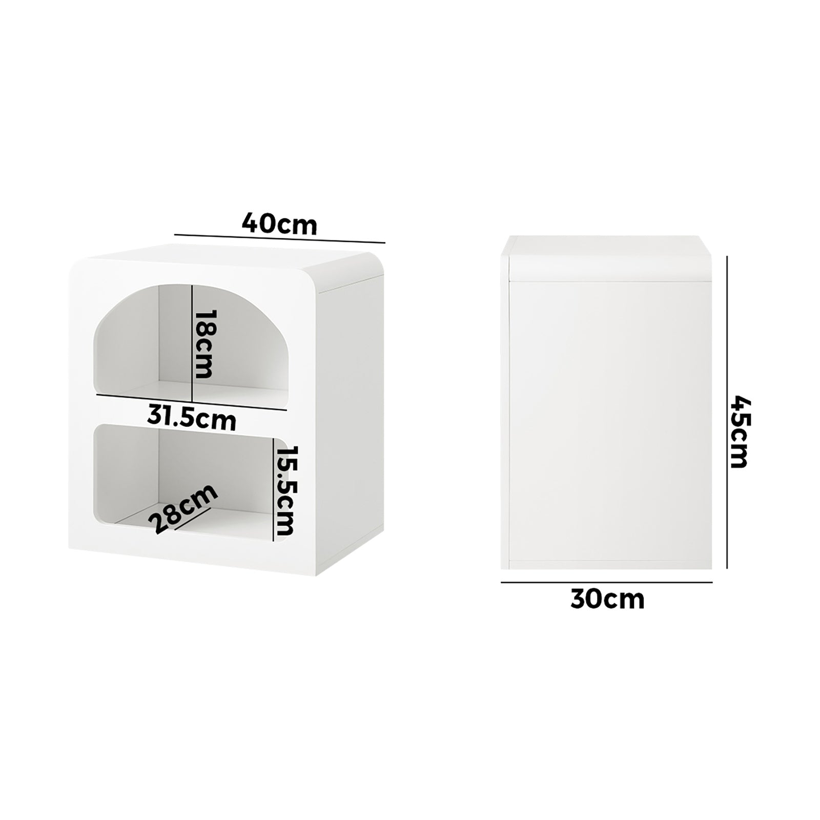 Oikiture Bedside Tables Set of 2 Display Shelf Storage Cabinet Nightstand White - Sunyee