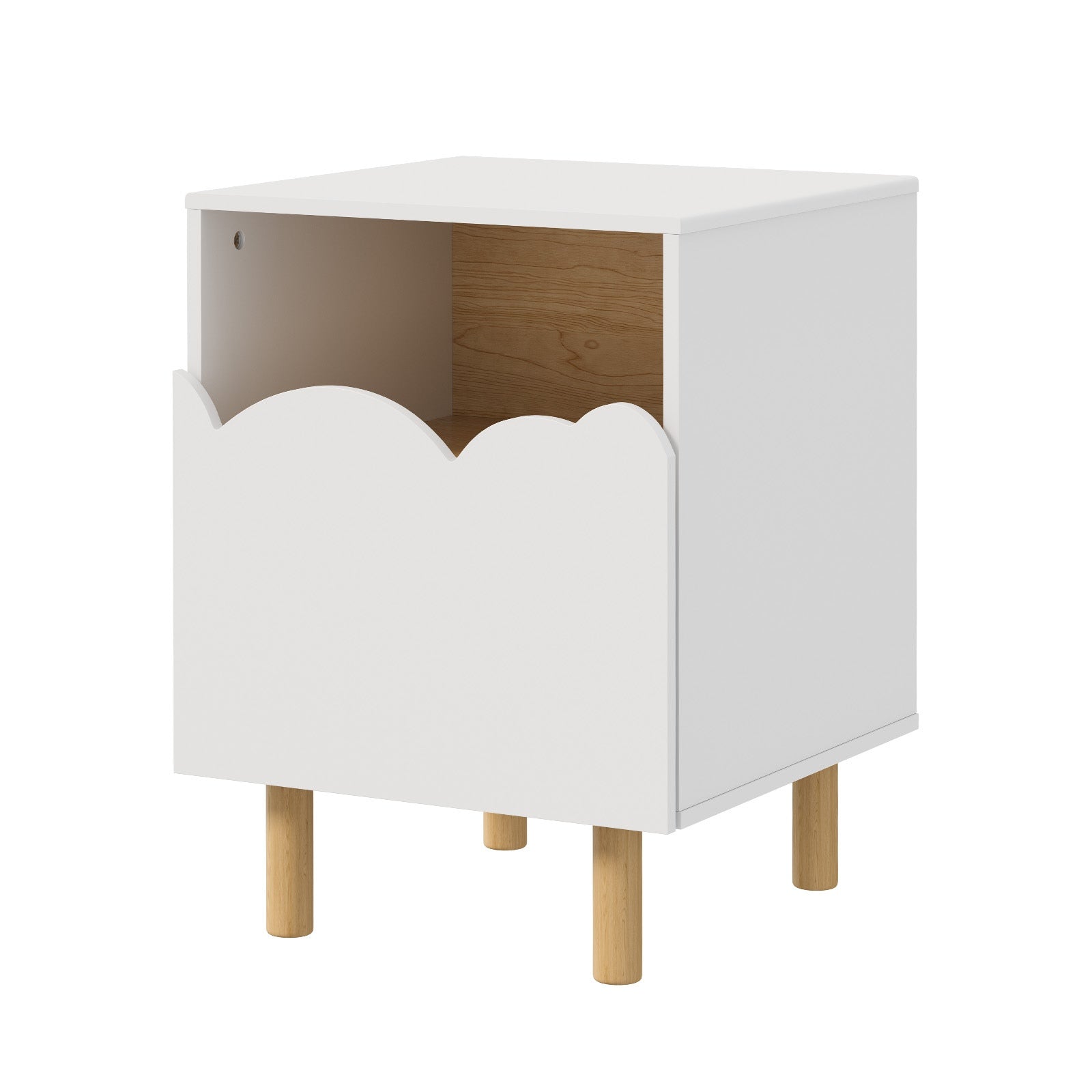 Oikiture Bedside Table Single Drawer Nightstand Kids Bedroom Storage White