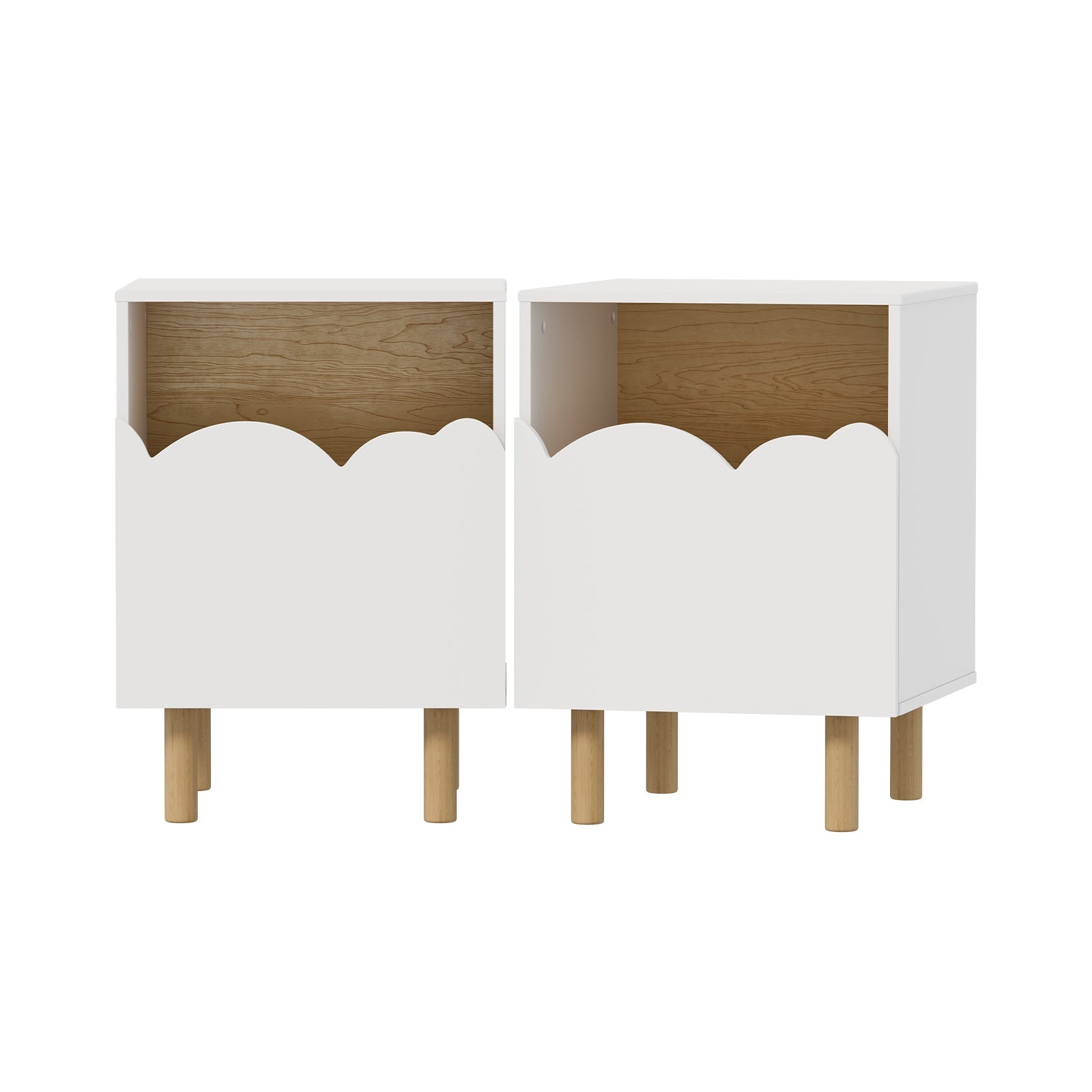 Oikiture 2PC Bedside Table Single Drawer Nightstand Kids Bedroom Storage White