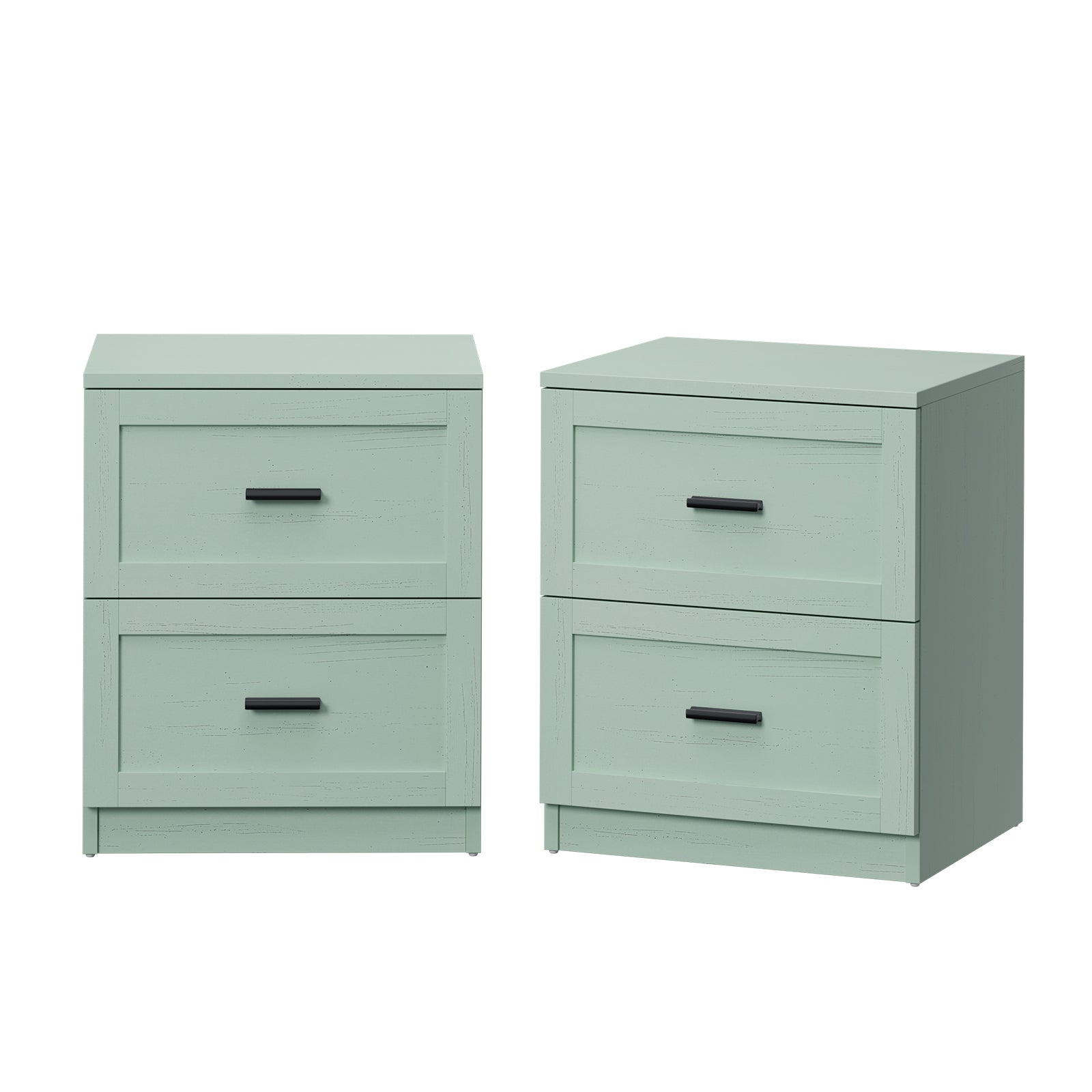 Oikiture 2pc Bedside Table 2 Drawers Nightstand Cabinet End Table Green