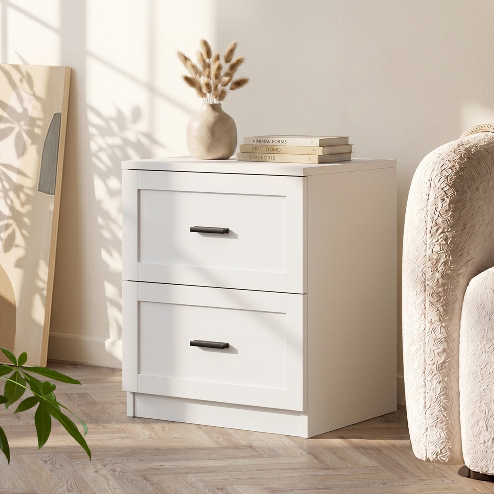 Oikiture Bedside Table 2 Drawers Nightstand Cabinet End Table