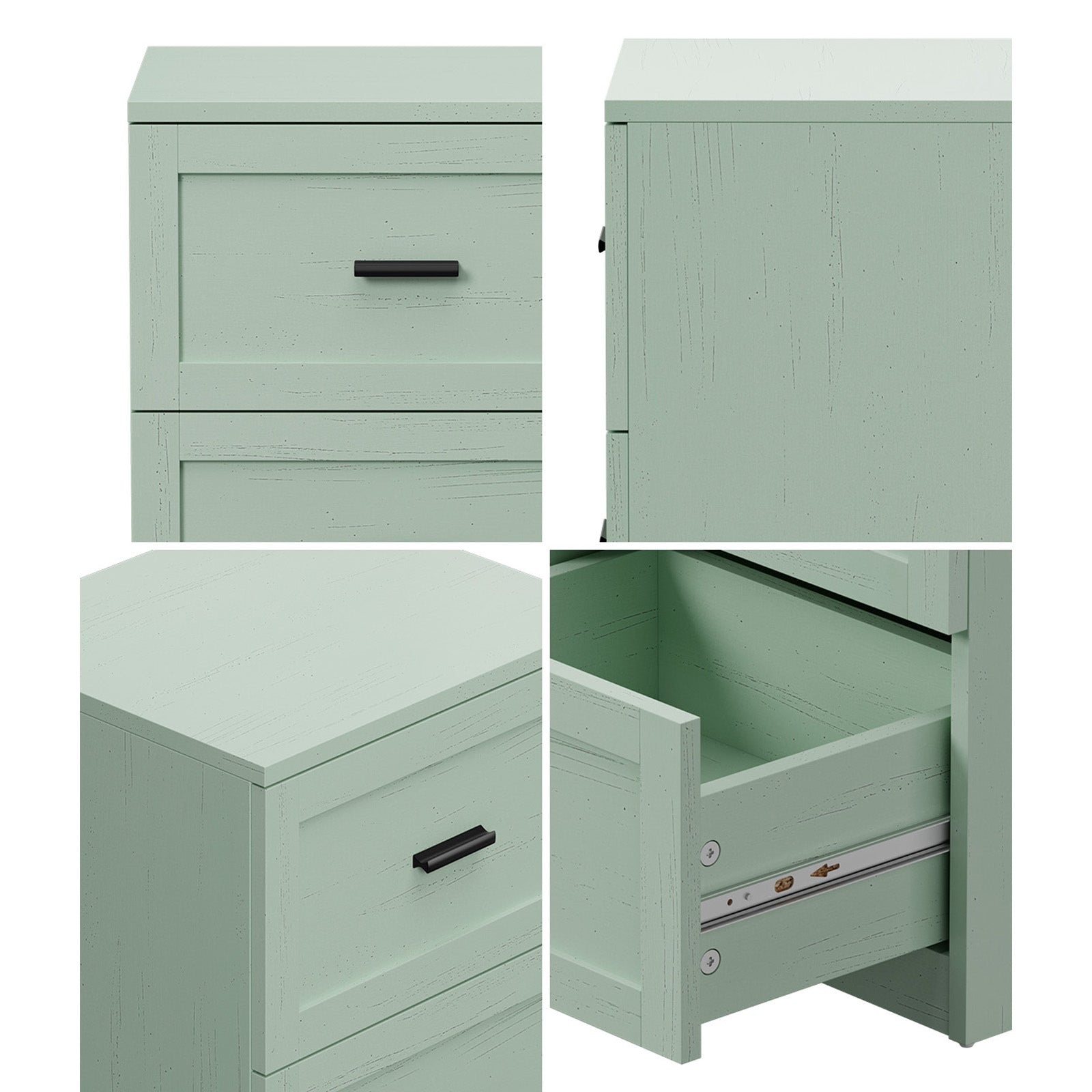 Oikiture Bedside Table 2 Drawers Nightstand Cabinet End Table