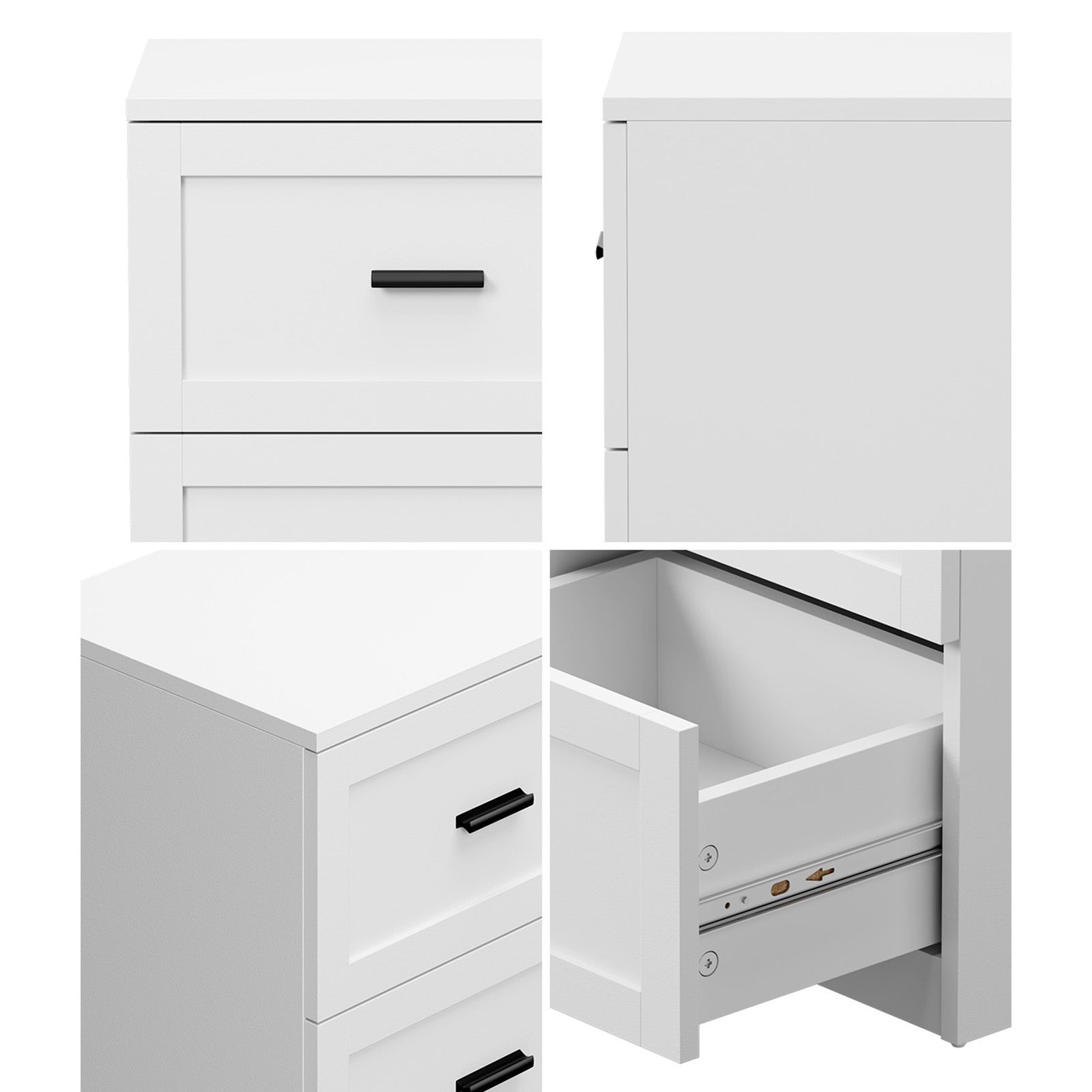 Oikiture Bedside Table 2 Drawers Nightstand Cabinet End Table White