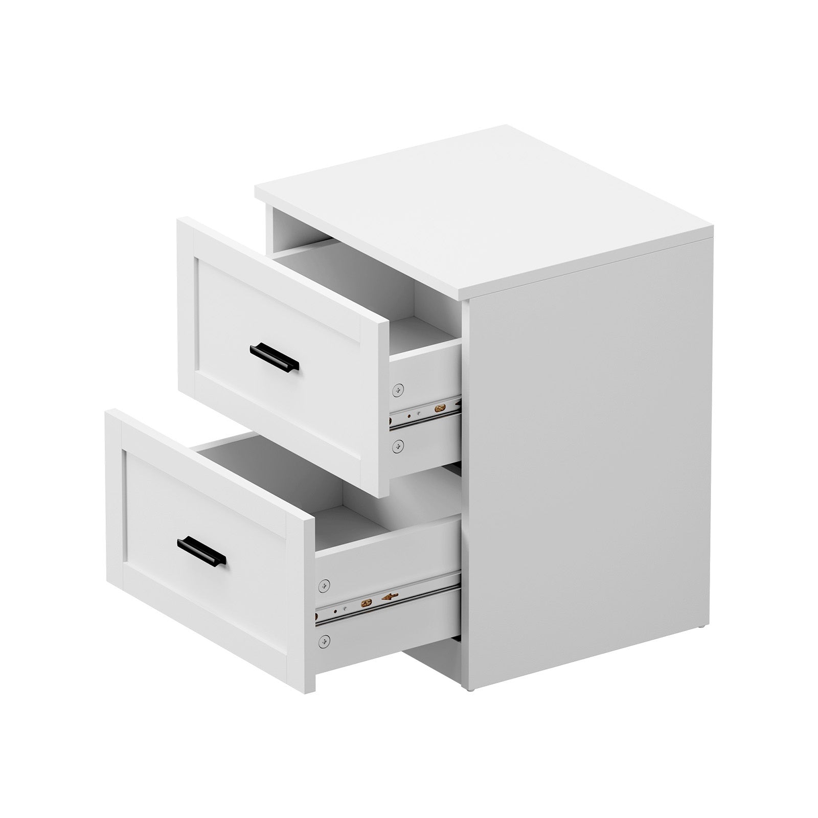 Oikiture 2pc Bedside Table 2 Drawers Nightstand Cabinet End Table White