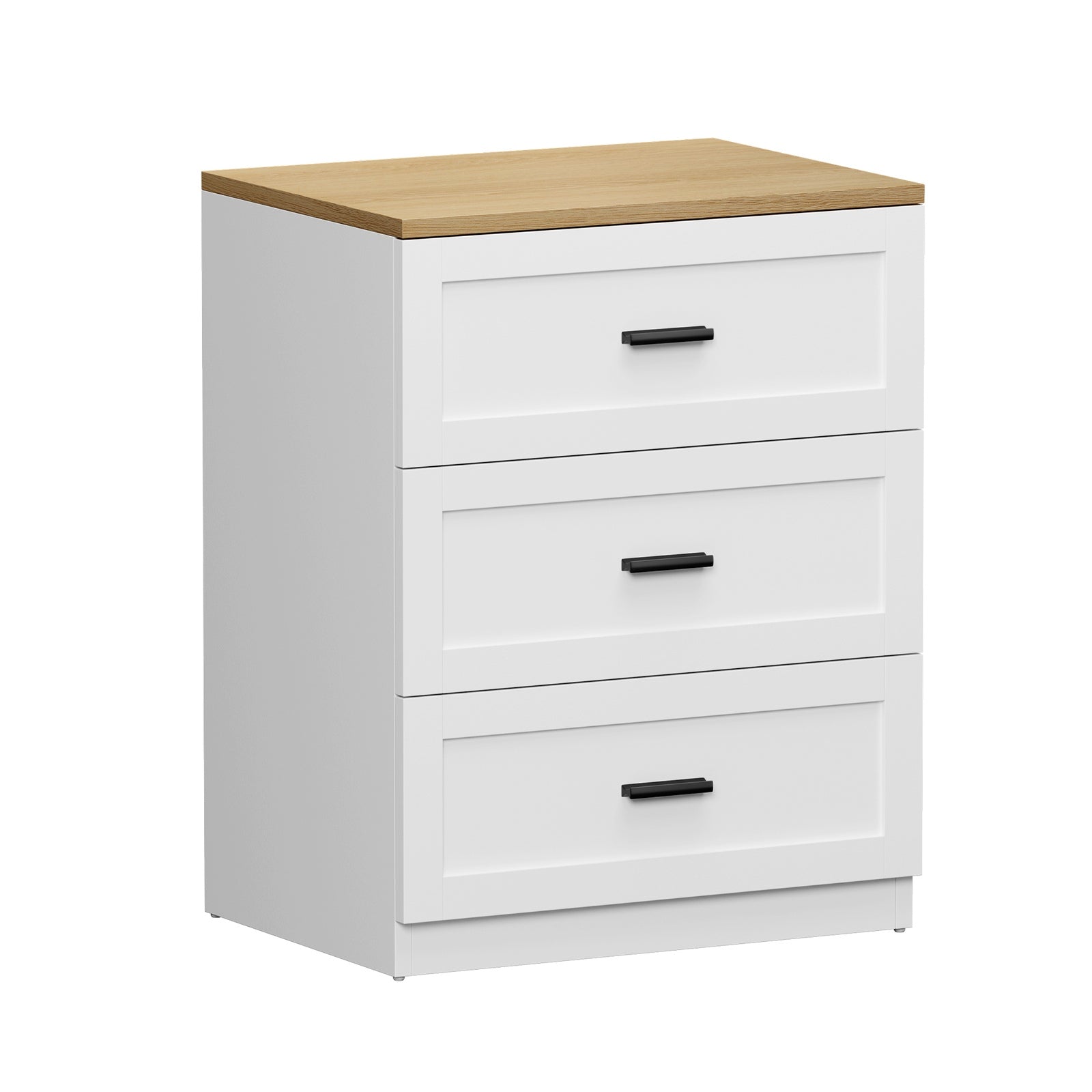Oikiture Bedside Table 3 Drawers Nightstand Cabinet End Table