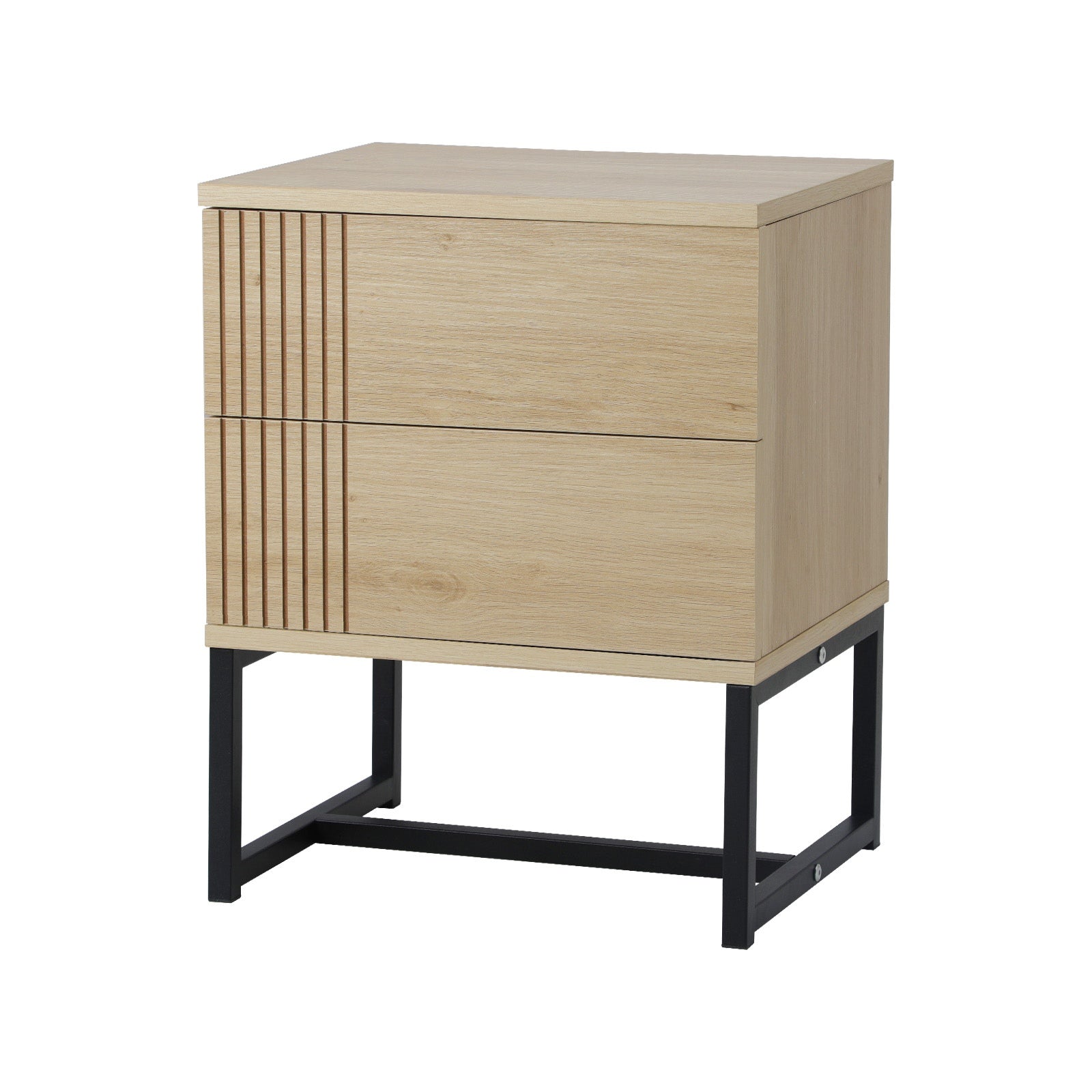 Oikiture Bedside Tables 2 Drawers Side Table Bedroom Storage Nightstand Metal - Sunyee