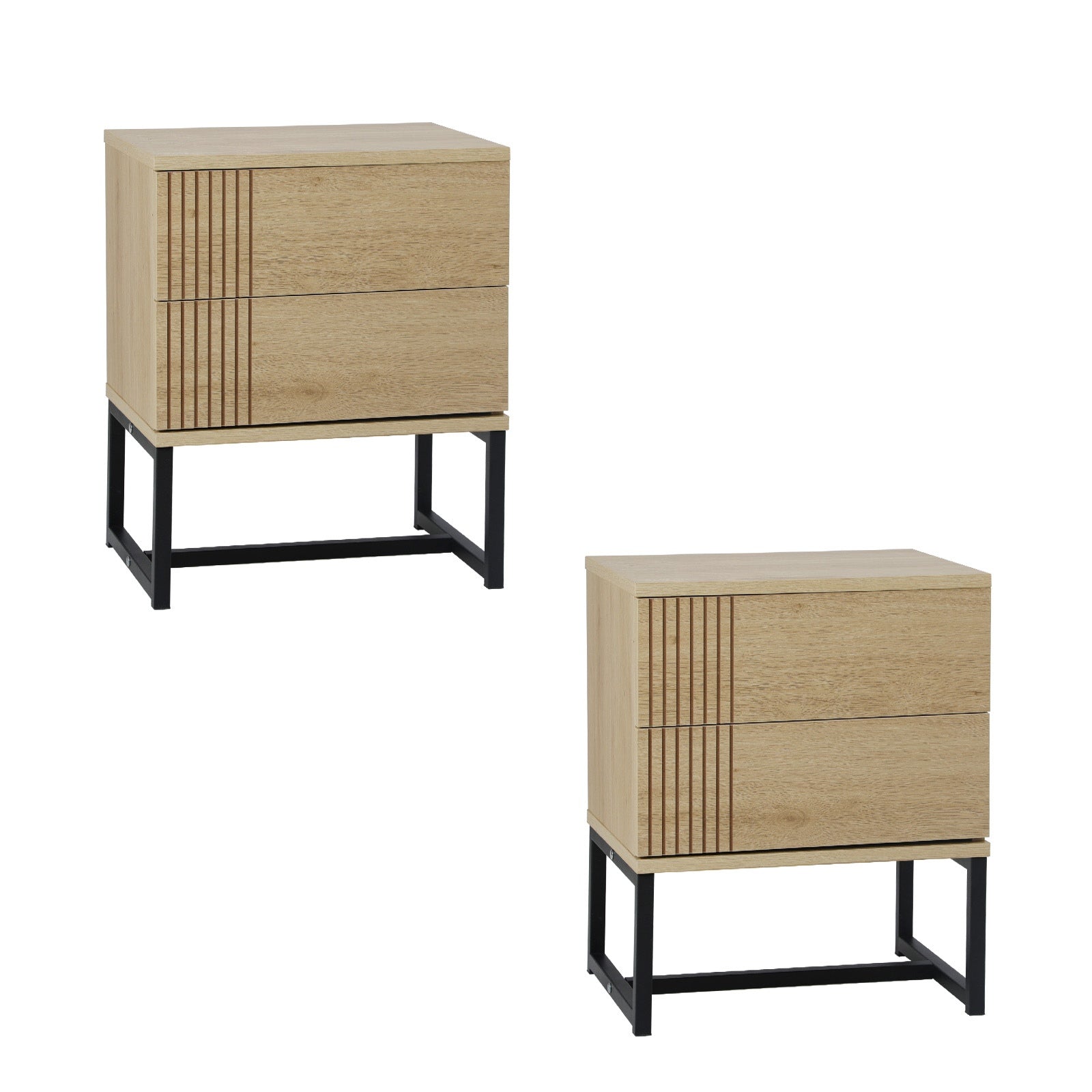 Oikiture Set of 2 Bedside Tables Side Table Bedroom Storage Nightstand Metal - Sunyee