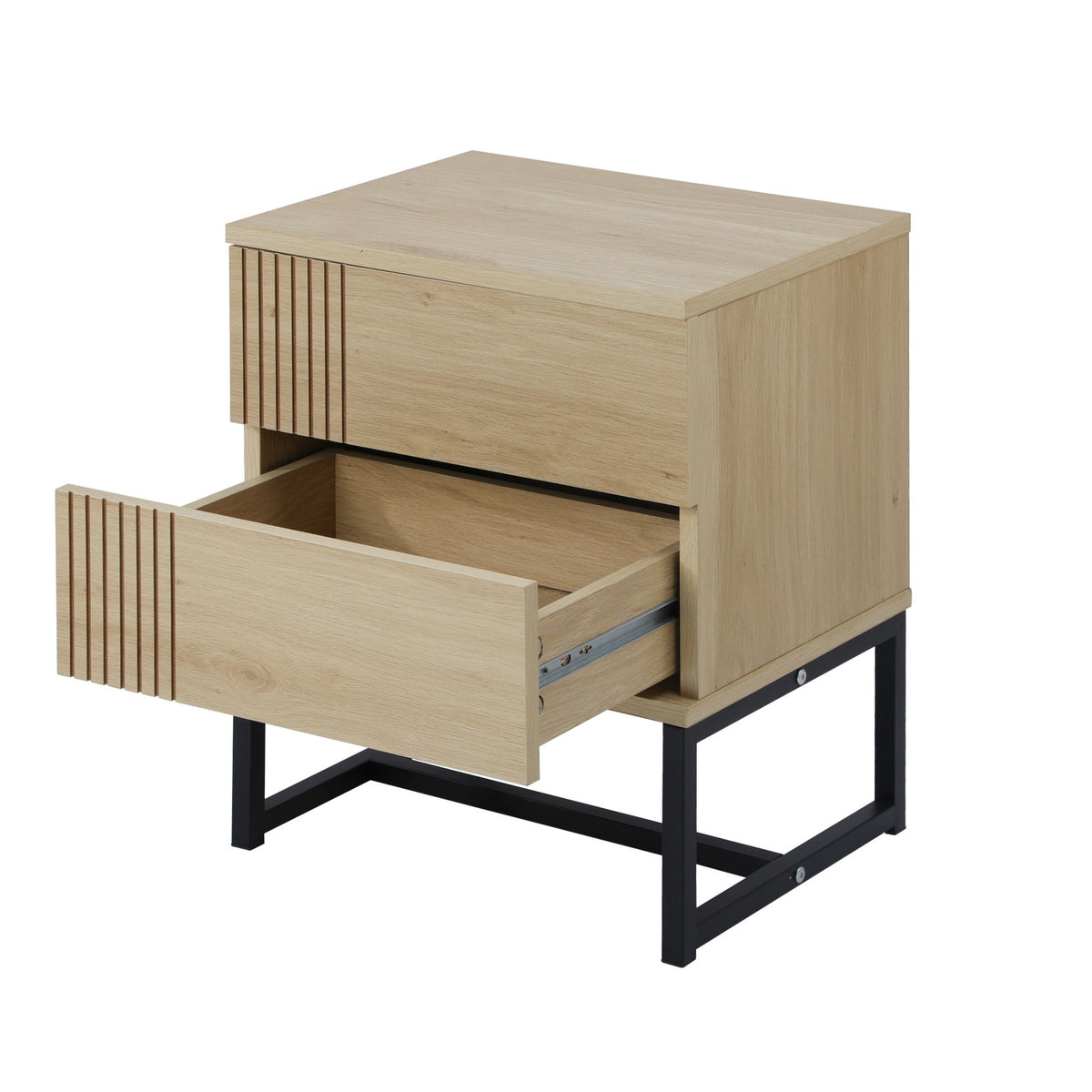 Oikiture Set of 2 Bedside Tables Side Table Bedroom Storage Nightstand Metal - Sunyee