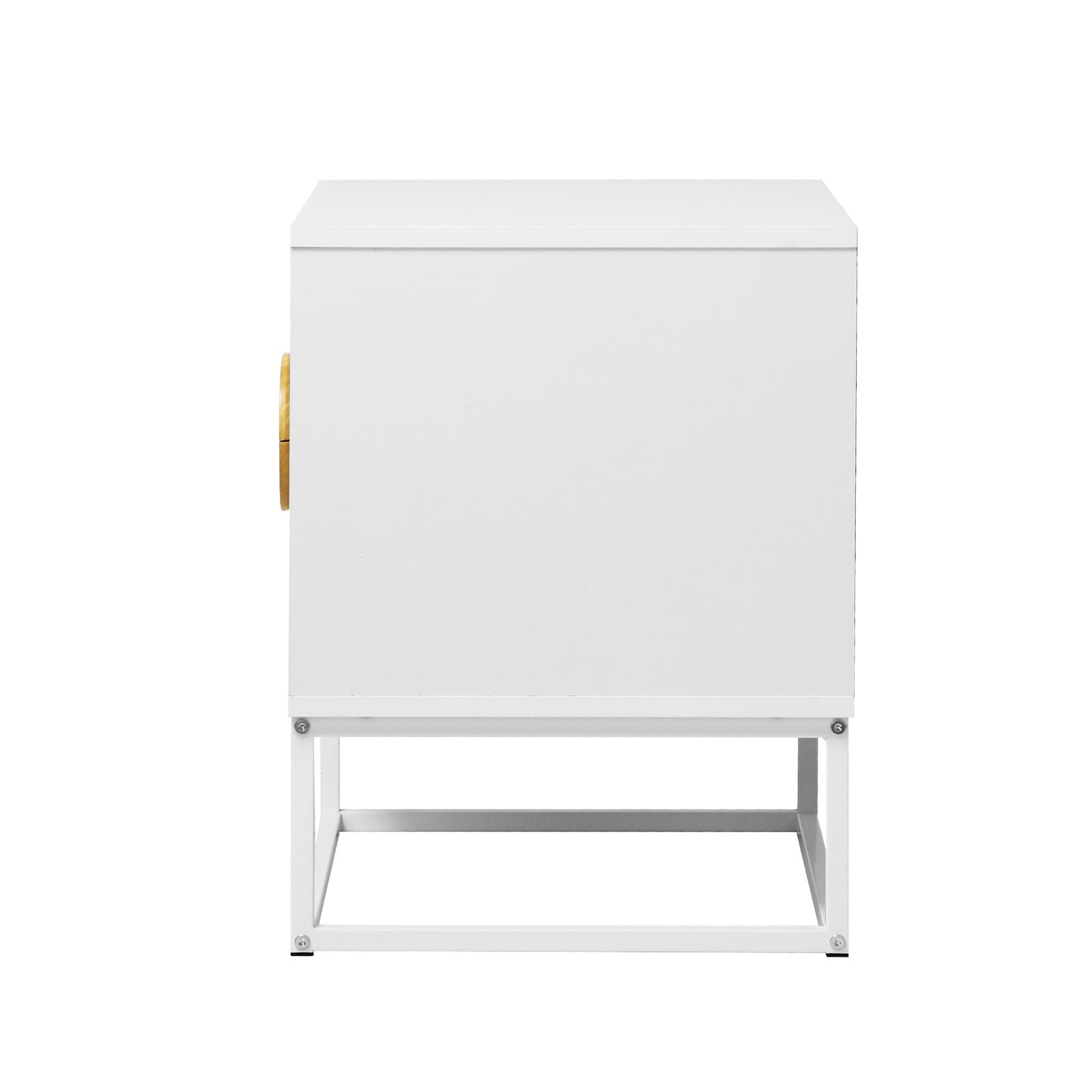 Oikiture Bedside Table Nightstand 2 Drawers Side End Table Steel Legs White