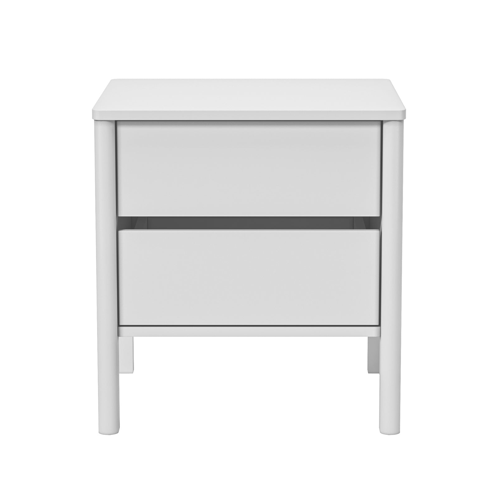Oikiture Bedside Table 2 Drawers Side Table Nightstand Handle-free White