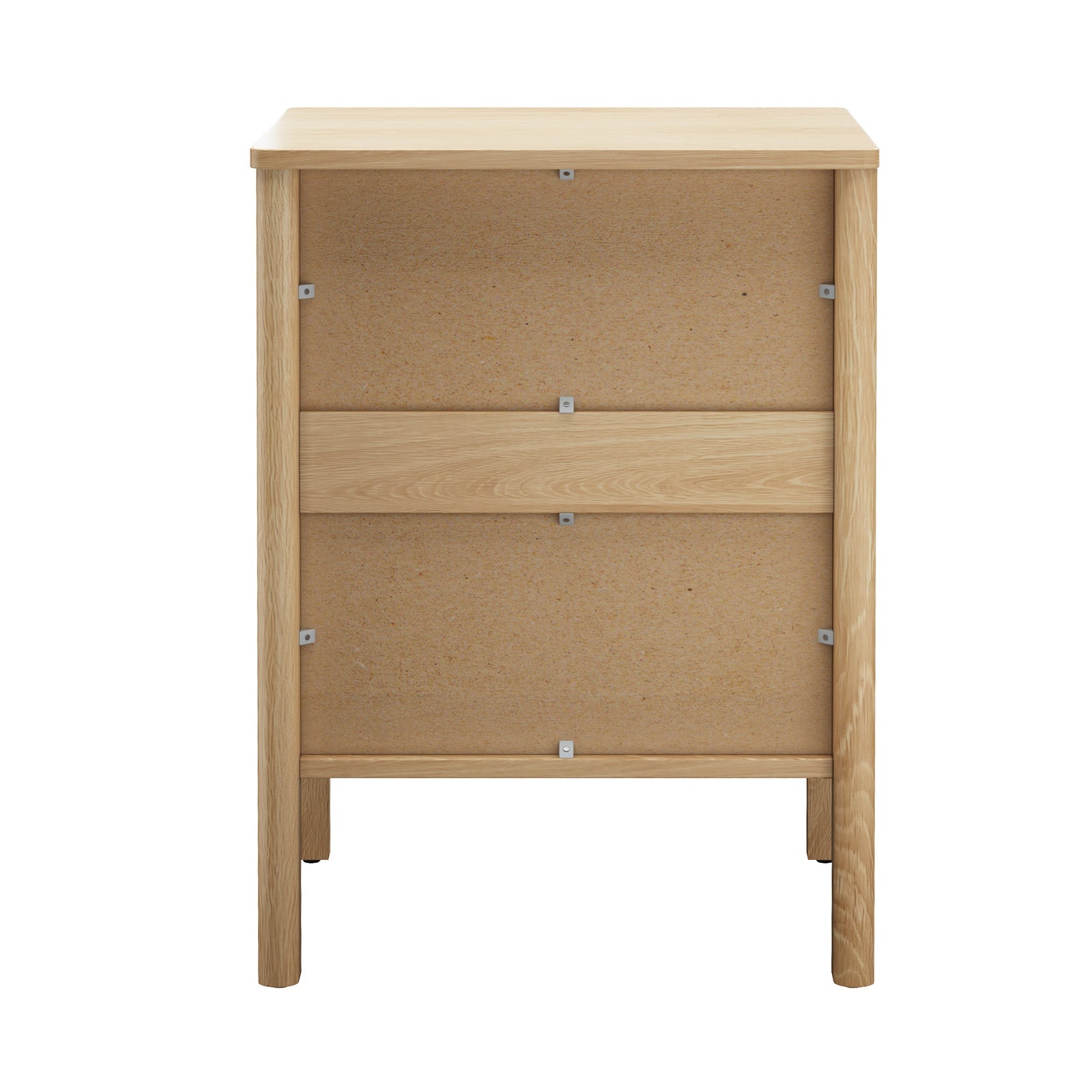 Oikiture Bedside Table 3 Drawers Side Table Nightstand Handle-free Natural