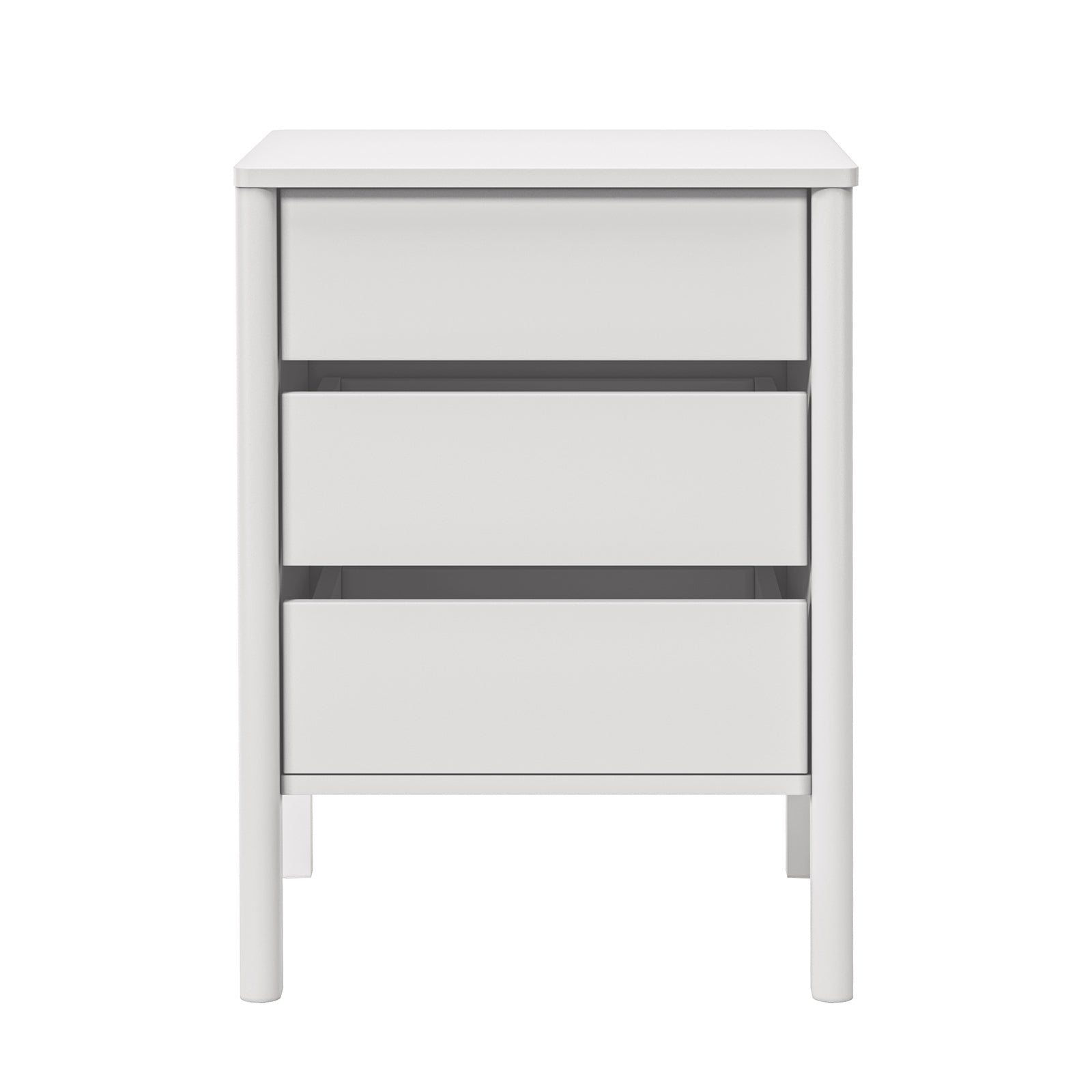 Oikiture Bedside Table 3 Drawers Side Table Nightstand Handle-free White