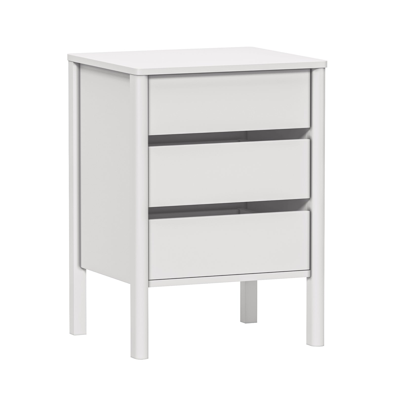 Oikiture Bedside Table 3 Drawers Side Table Nightstand Handle-free White