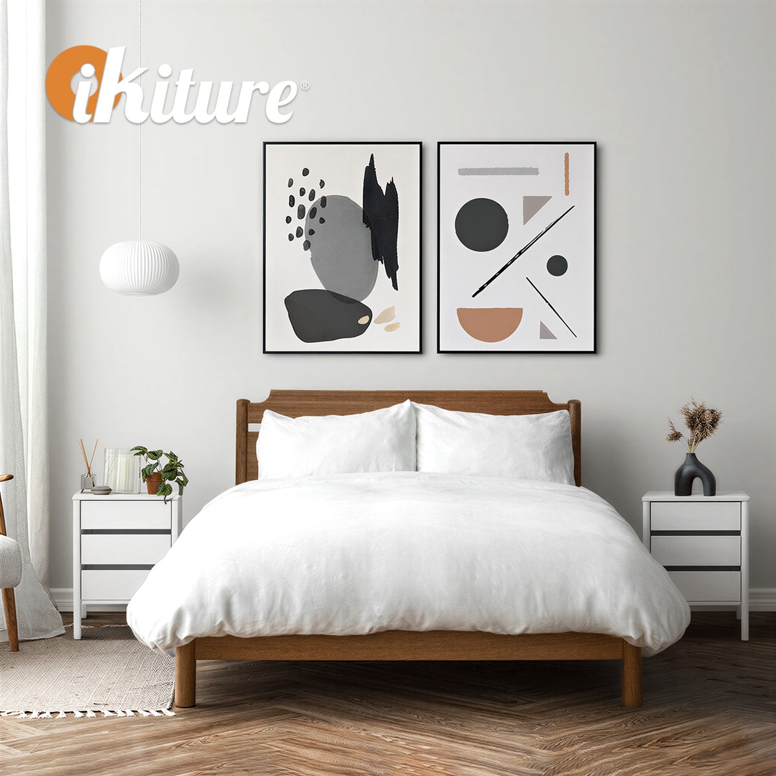Oikiture 2x Bedside Tables 3 Drawers Side Table Nightstand Handle-free White