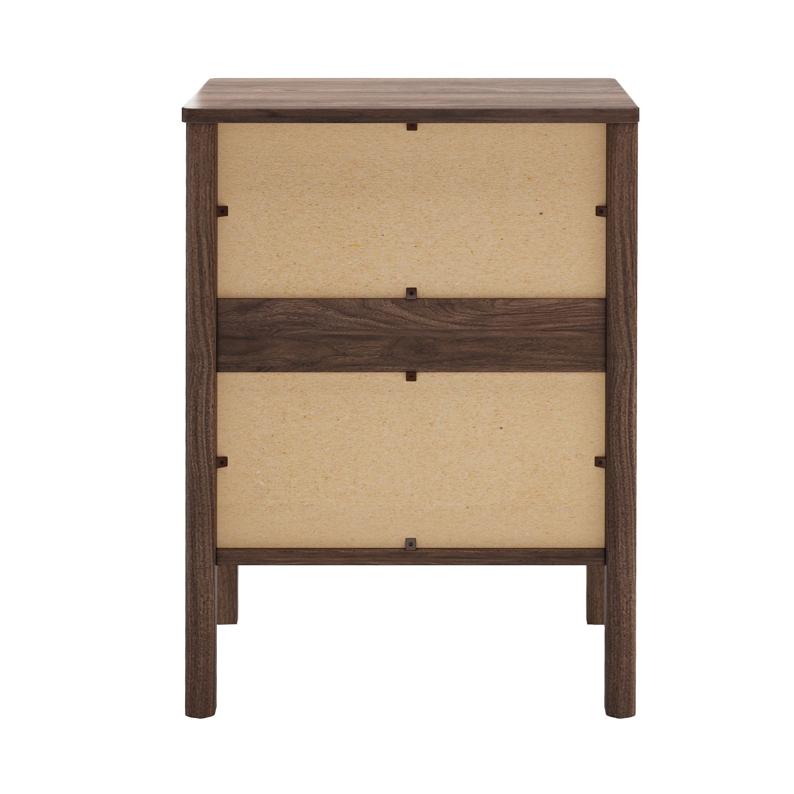Oikiture Bedside Table 3 Drawers Side Table Nightstand Handle-free Walnut