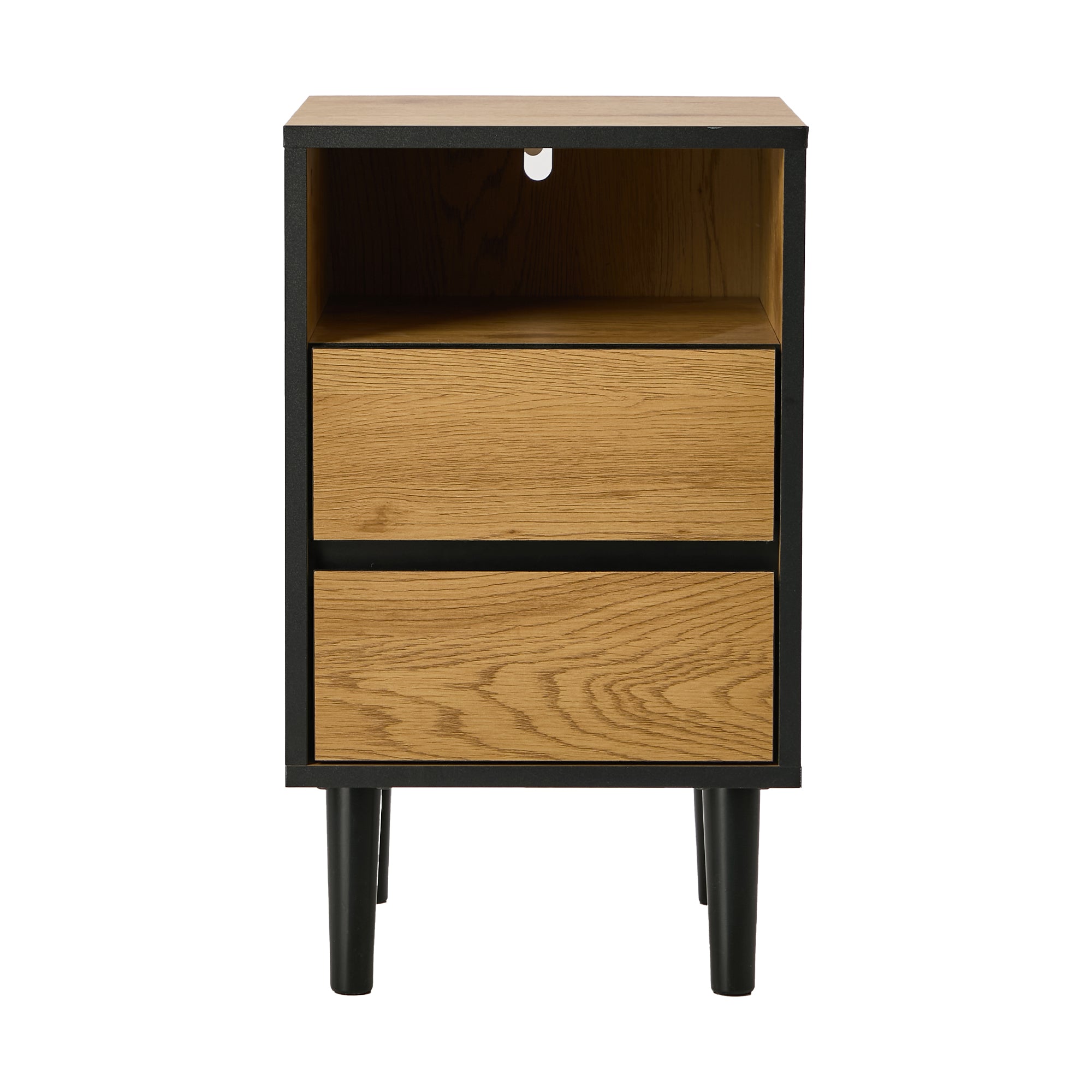 Oikiture 2pc Bedside Tables 2 Drawers Shelf Side End Table Nightstand Natural