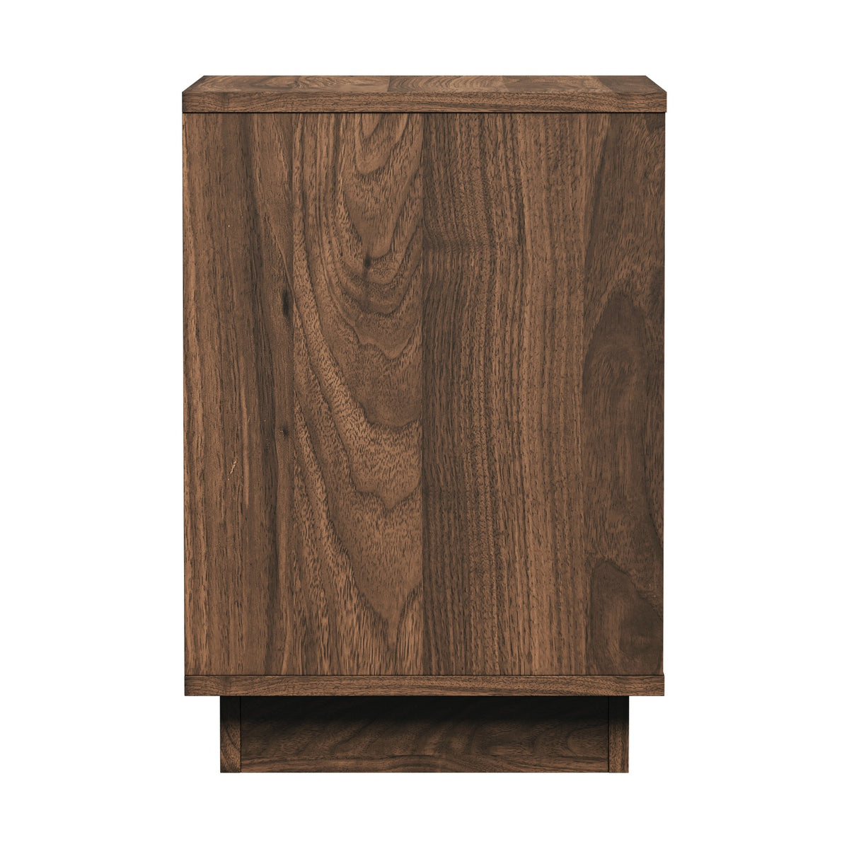 Oikiture Bedside Table 2 Drawer Storage Side End Cabinet Metal Handle Walnut
