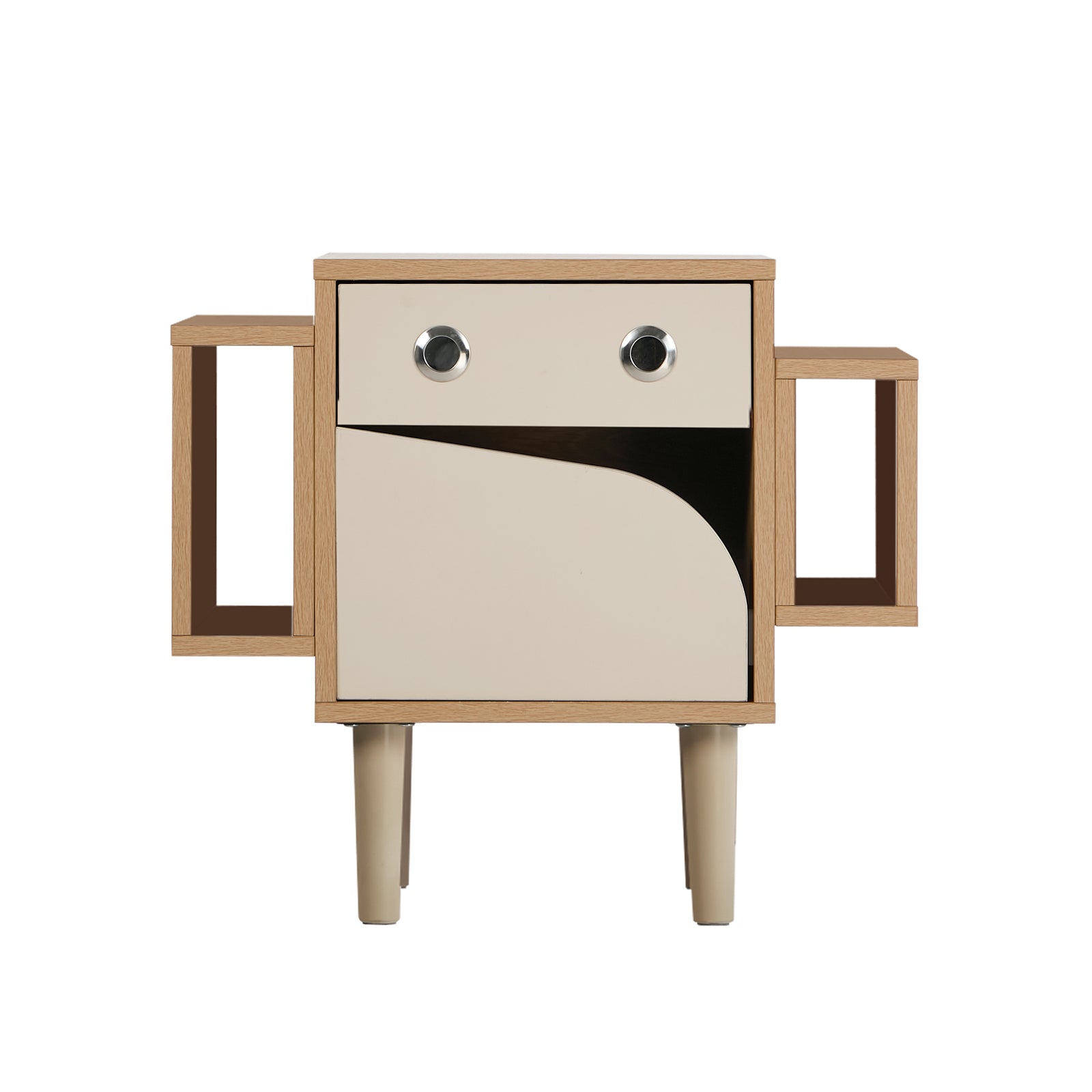 Oikiture Kids Robot Bedside Table Nightstand With Drawer Bedroom Storage Cabinet