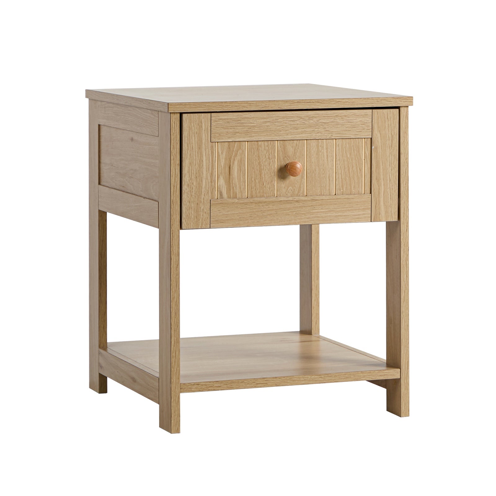 Oikiture Bedside Table Side End 1 Drawer Storage Shelf Nightstand Natural