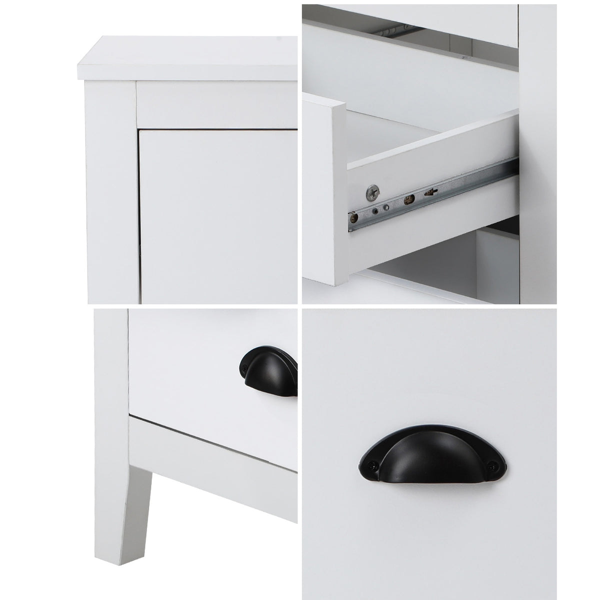 Oikiture Bedside Table 2 Drawers Side Tables Nightstand Storage Cabinet Vintage - Sunyee