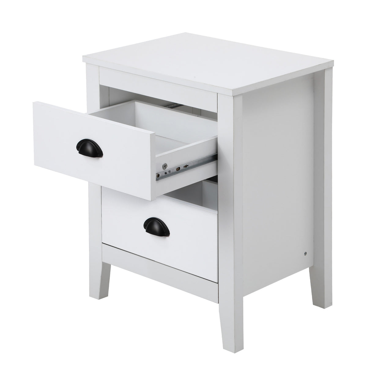 Oikiture Bedside Table 2 Drawers Side Tables Nightstand Storage Cabinet Vintage - Sunyee