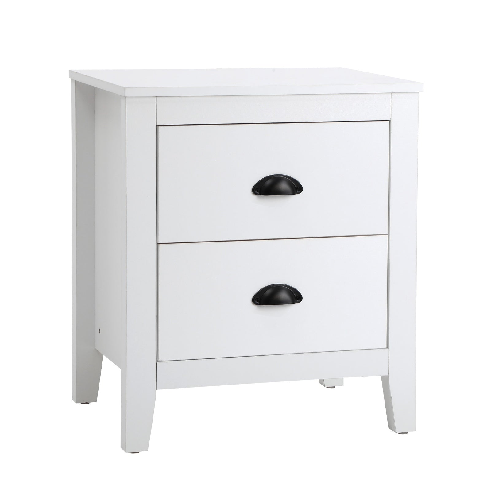 Oikiture 2x Bedside Table 2 Drawers Side Tables Nightstand Storage Cabinet White - Sunyee